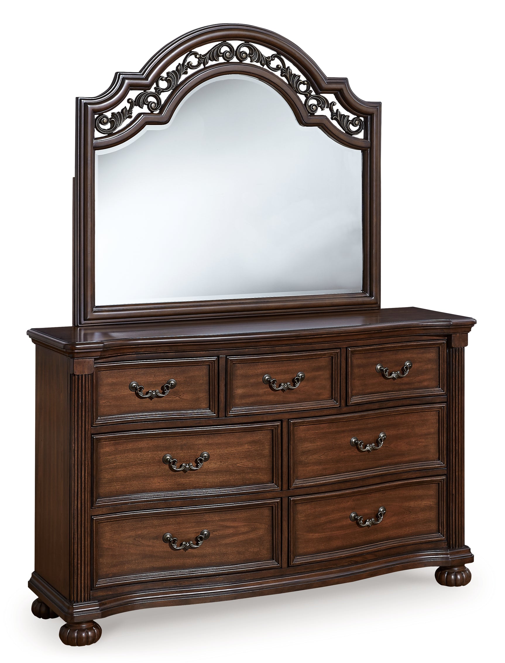 Lavinton Brown King Poster Bed, Dresser, Mirror and Nightstand - Ornate Home