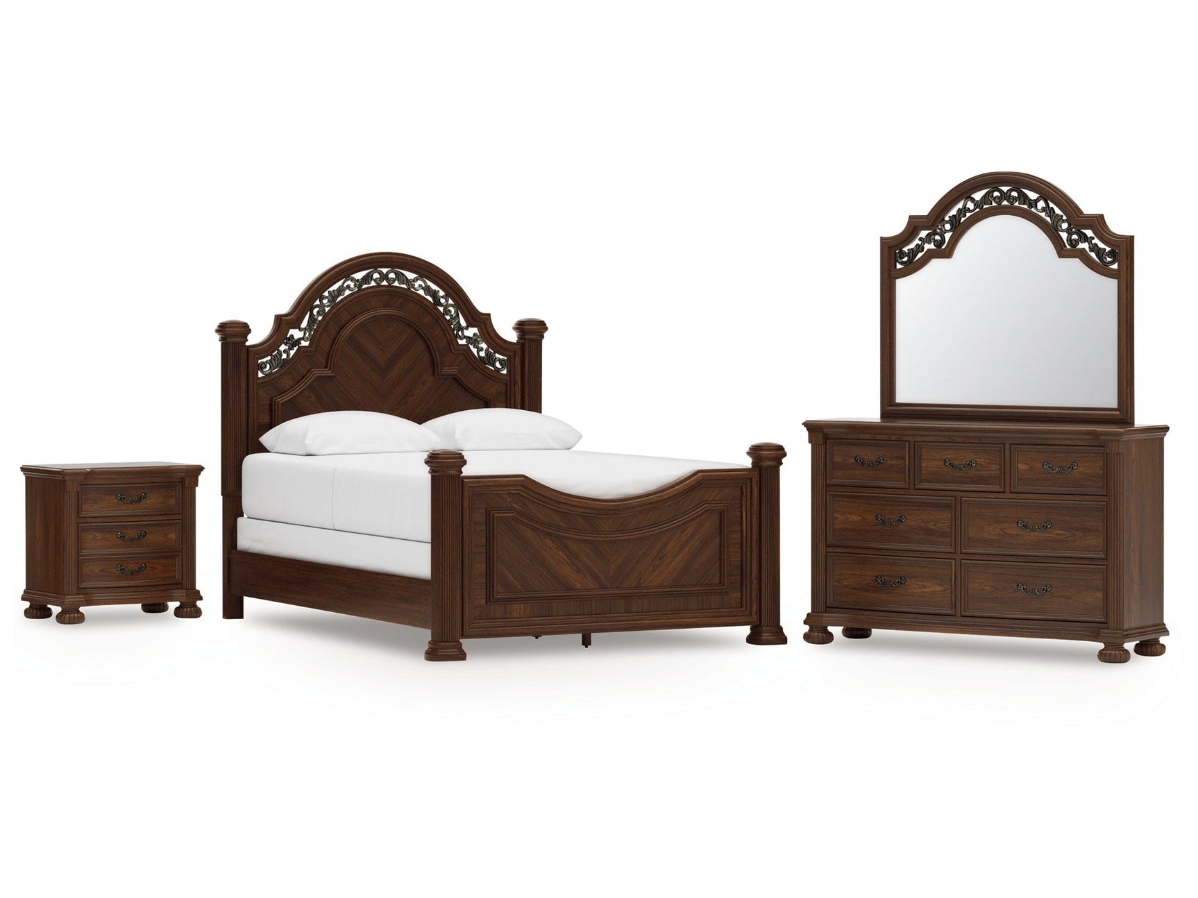 Lavinton Brown Queen Poster Bed, Dresser, Mirror and Nightstand (Online Special Price) - Ornate Home