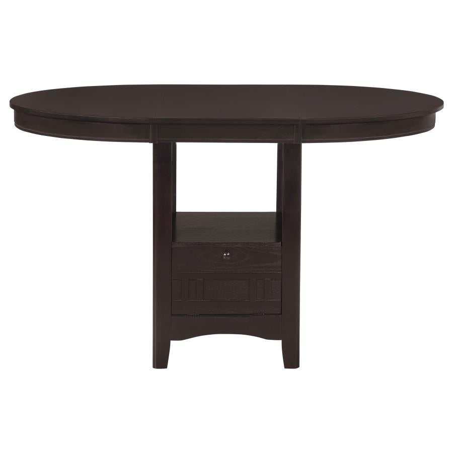 Lavon Espresso Oval Counter Height Table w/ 18" Leaf & Storage - Ornate Home
