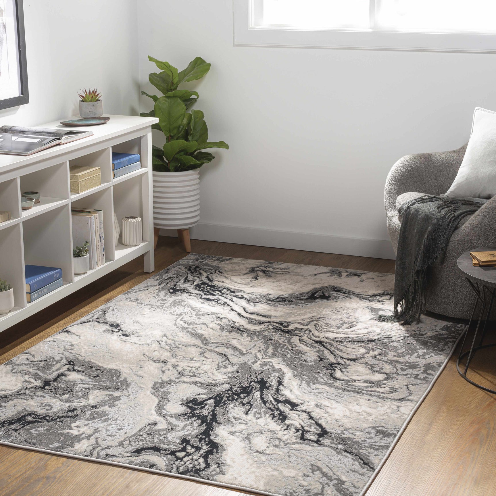Lawigan Gray Marble Rug - Clearance - Ornate Home