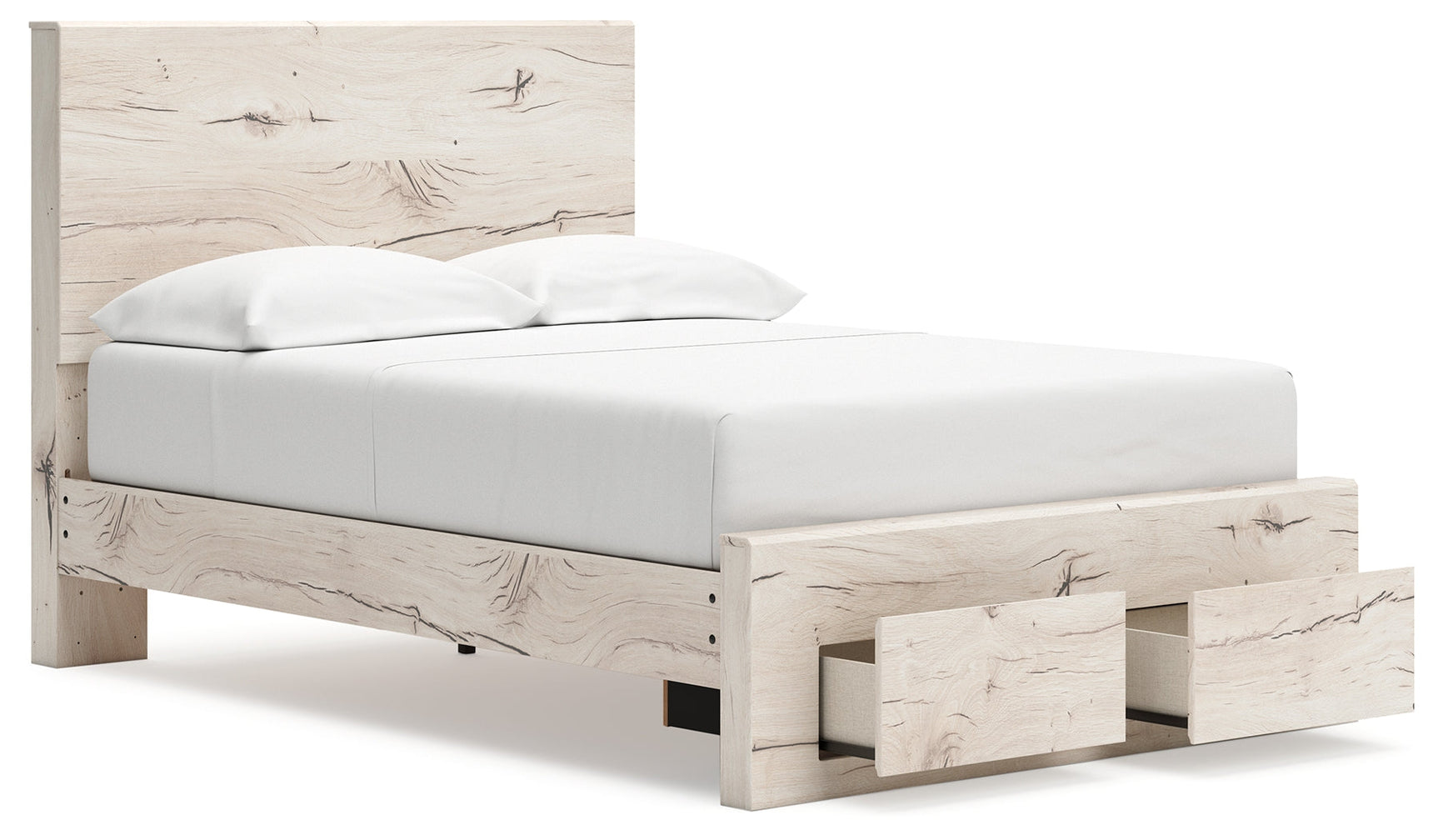 Lawroy Light Natural Full Panel Bed with 2 Storage Drawers & Dresser & Mirror (Online Special Price) - Ornate Home