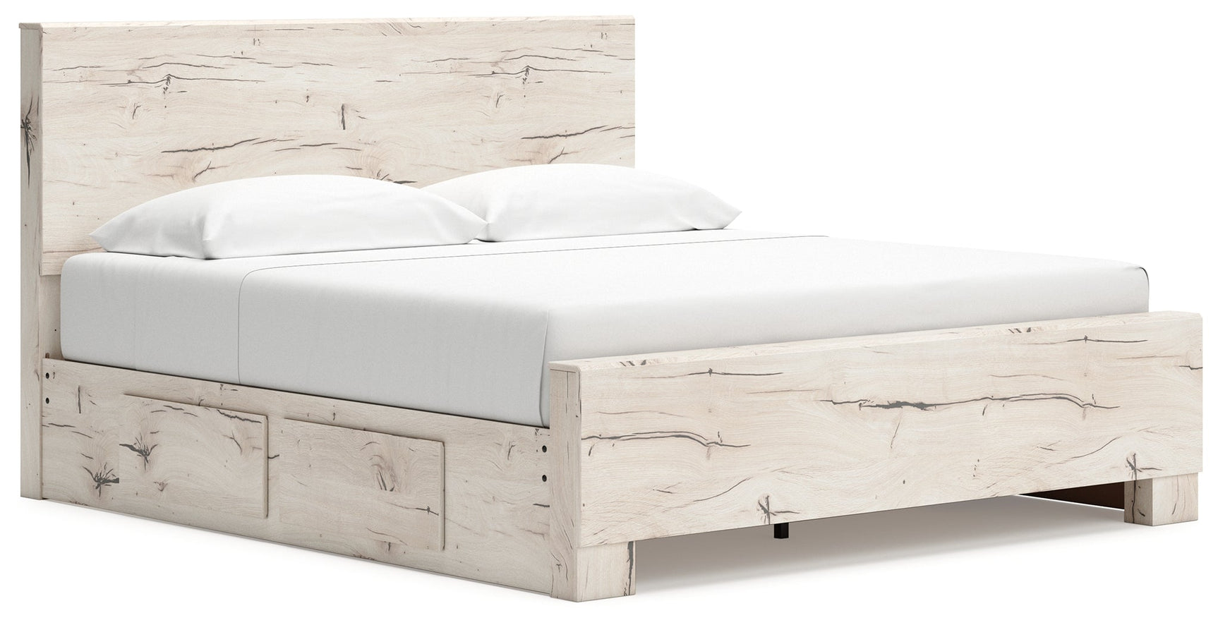 Lawroy Light Natural King Panel Bed with/Storage & Dresser & Mirror (Online Special Price) - Ornate Home