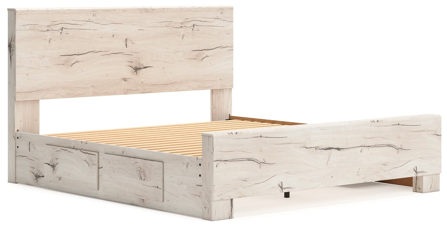 Lawroy Light Natural King Panel Bed with Storage - Ornate Home