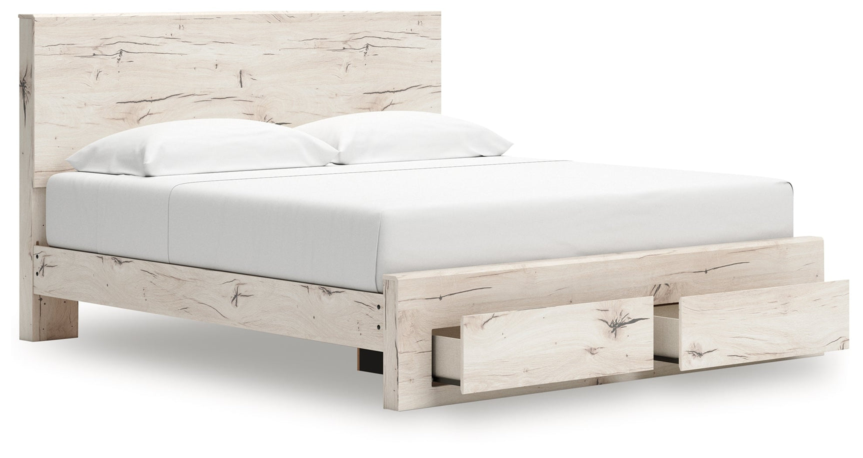 Lawroy Light Natural King Panel Storage Bed & Dresser & Mirror (Online Special Price) - Ornate Home