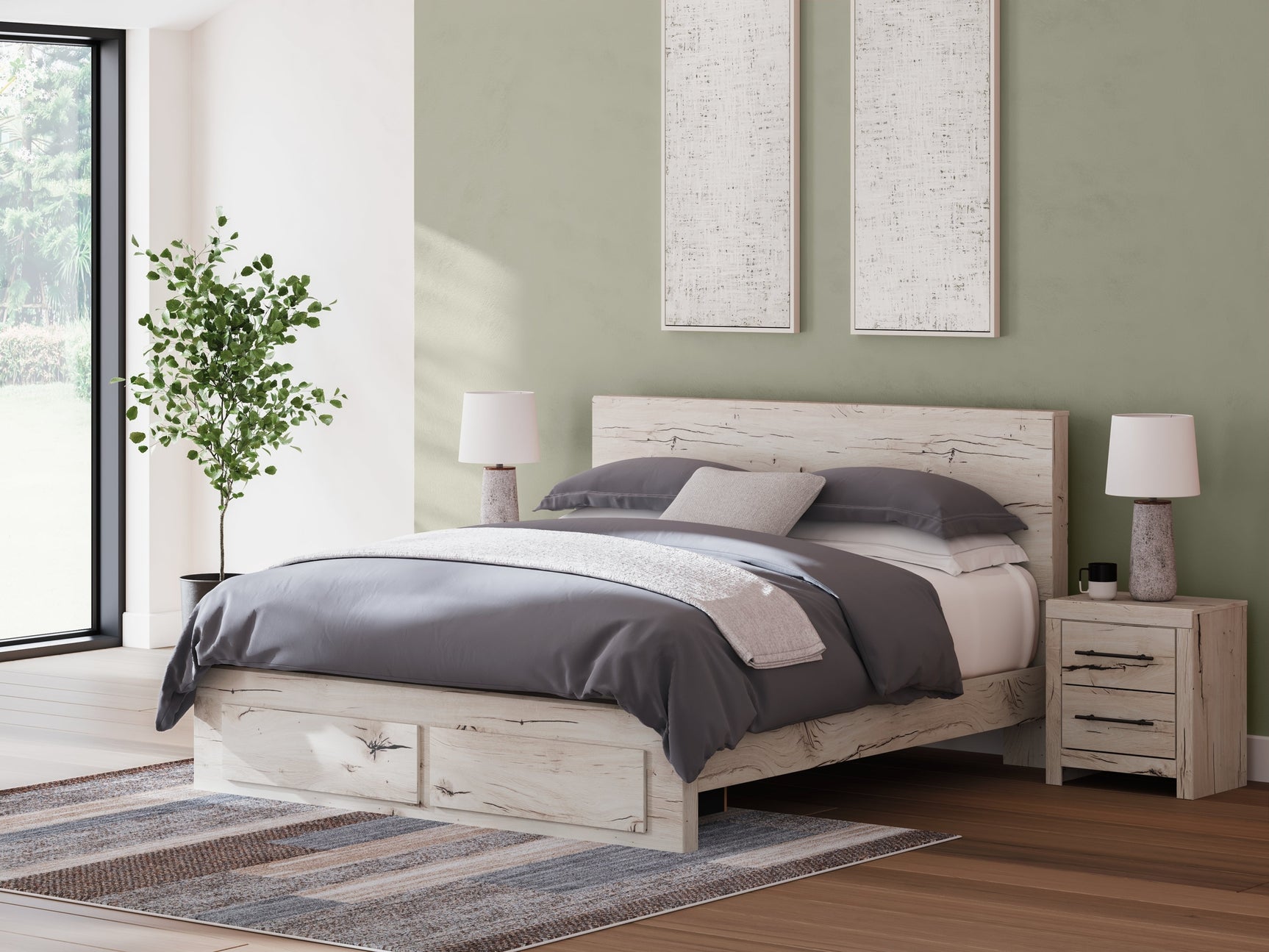 Lawroy Light Natural King Panel Storage Bed - Ornate Home