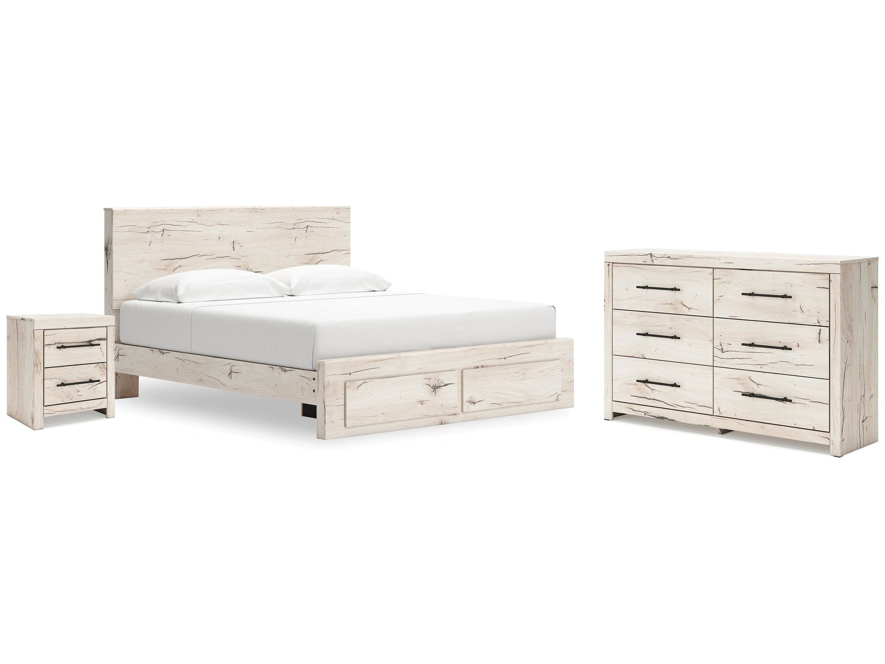 Lawroy Light Natural King Storage Bed & Dresser & Nightstand - Ornate Home