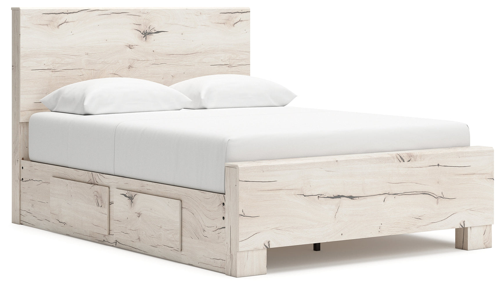 Lawroy Light Natural Queen Panel Bed w/2 Storage & Dresser & Mirror (Online Special Price) - Ornate Home