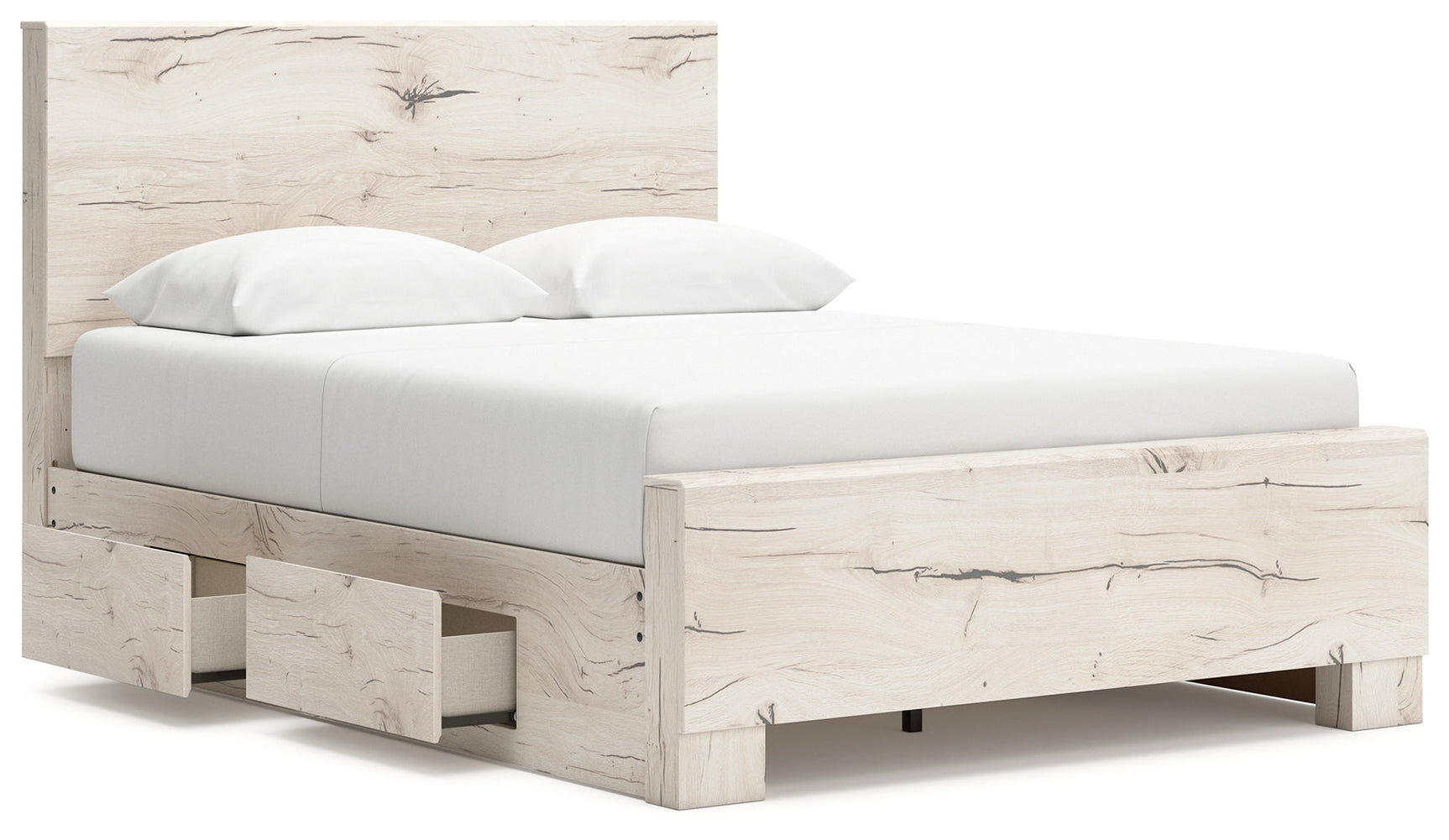Lawroy Light Natural Queen Panel Bed w/4 Storage & Dresser & Mirror (Online Special Price) - Ornate Home