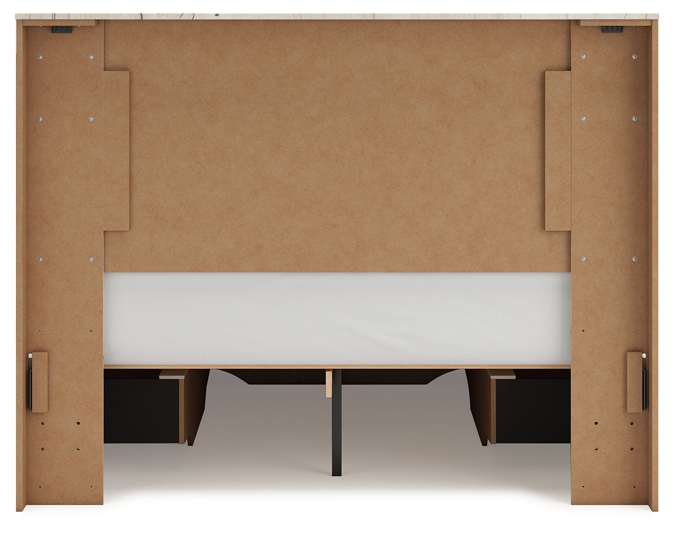 Lawroy Light Natural Queen Panel Bed with Storage Footboard, 2 Under Bed Storage Units - Ornate Home