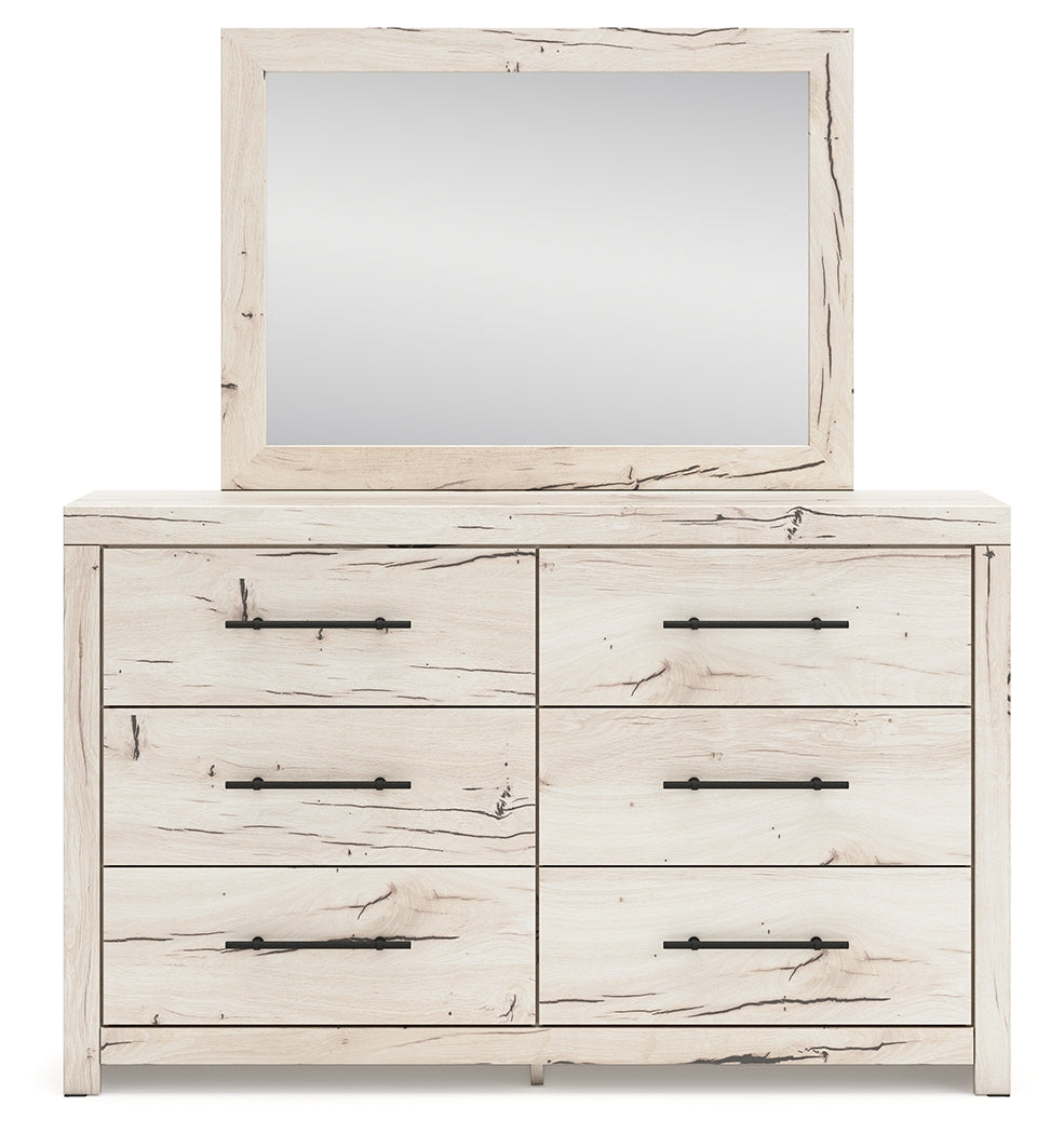 Lawroy Light Natural Twin Panel Bed w/Storage & Dresser & Mirror (Online Special Price) - Ornate Home