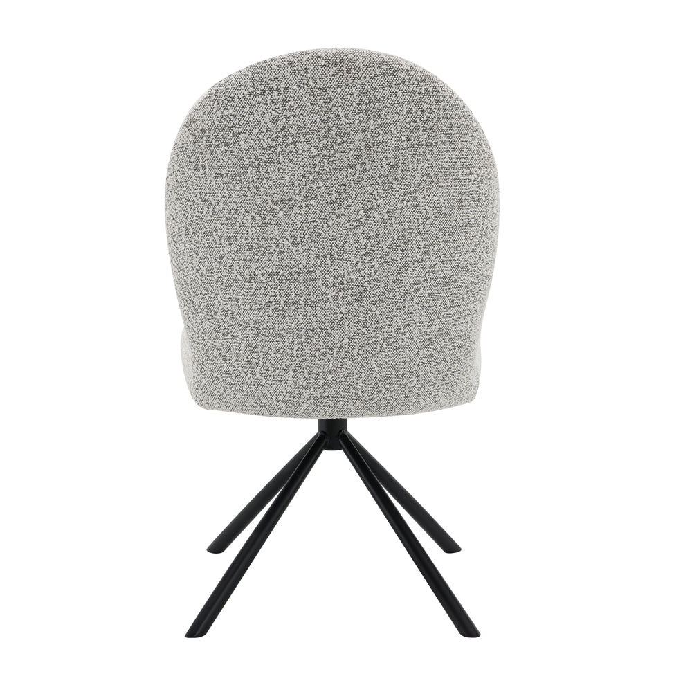 Lawton Gray Boucle & Black Side Chair W/Swivel (Set of 2) - Ornate Home