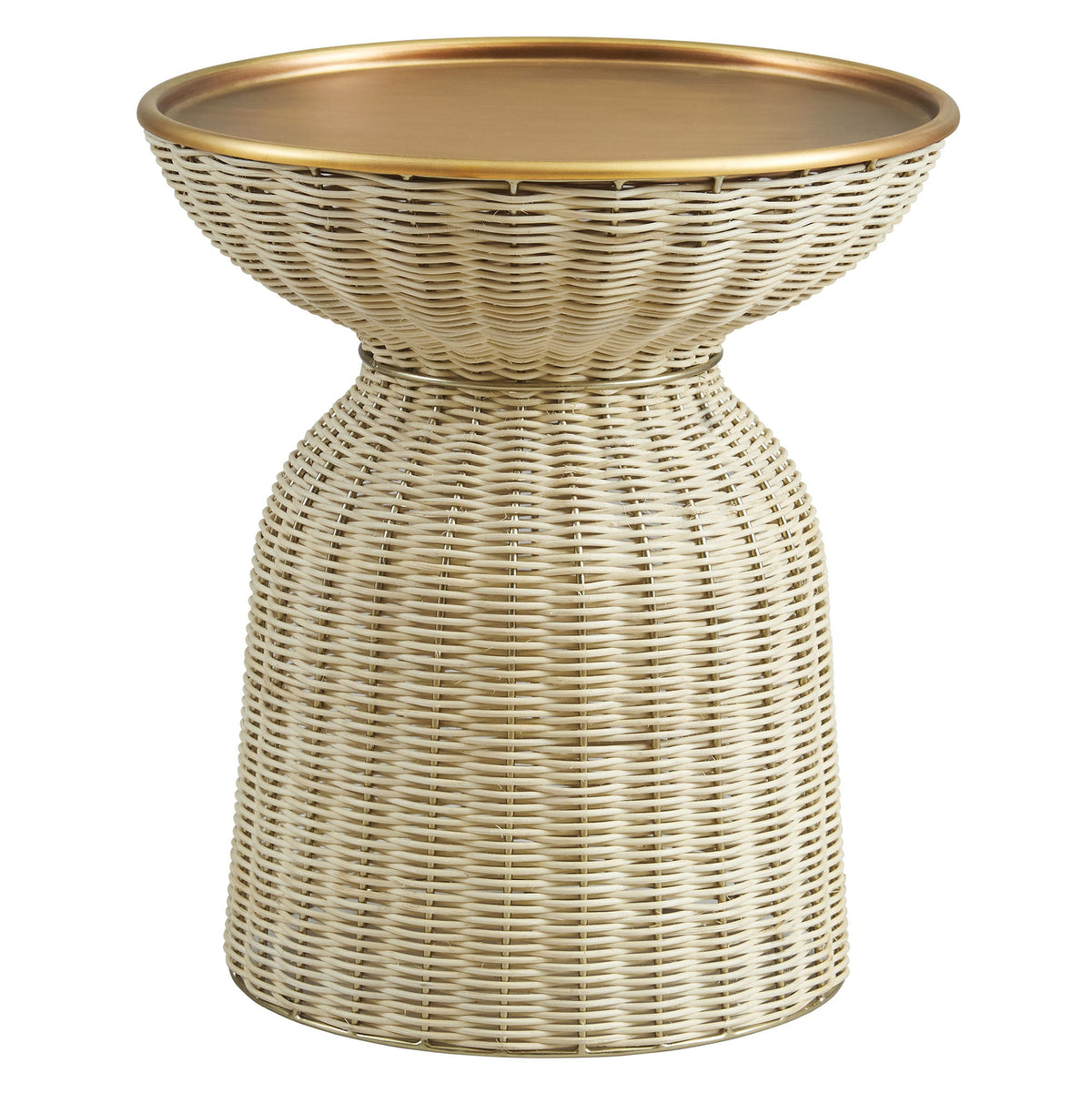 Lazaro Burnished Brass/Natural Round Rattan Side Table - Ornate Home