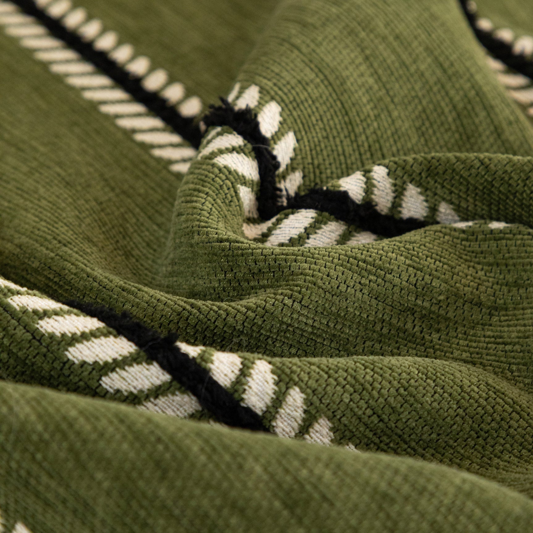 Leaf Stripe Sofa Cover with Black Sheer Skirt, Boho Soft Couch Slipcover for Pets - Ornate Home