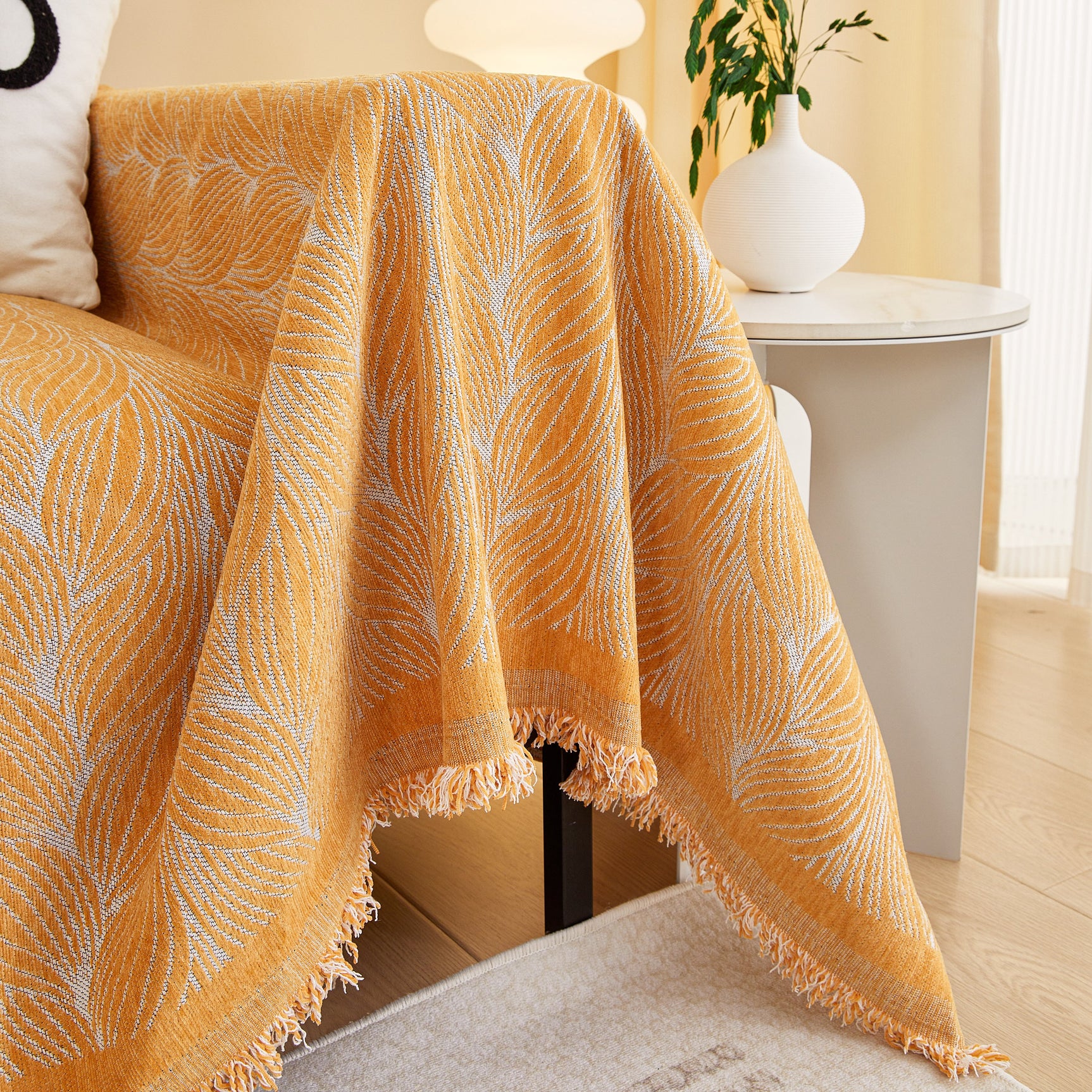 Leaf Universal Furniture Protector Chenille Couch Cover, Large Couch Cover Blanket for Couch Sofa - Ornate Home