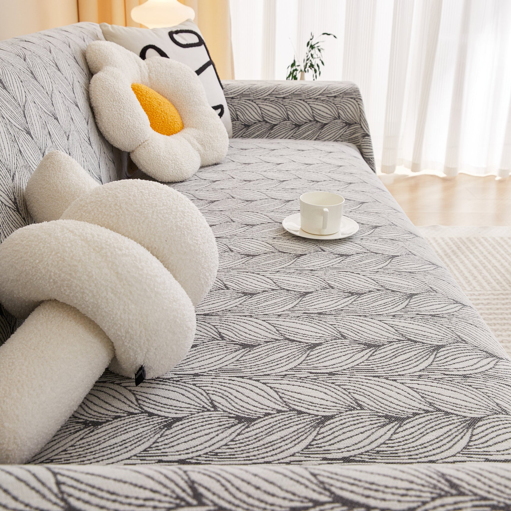 Leaf Universal Furniture Protector Chenille Couch Cover, Large Couch Cover Blanket for Couch Sofa - Ornate Home