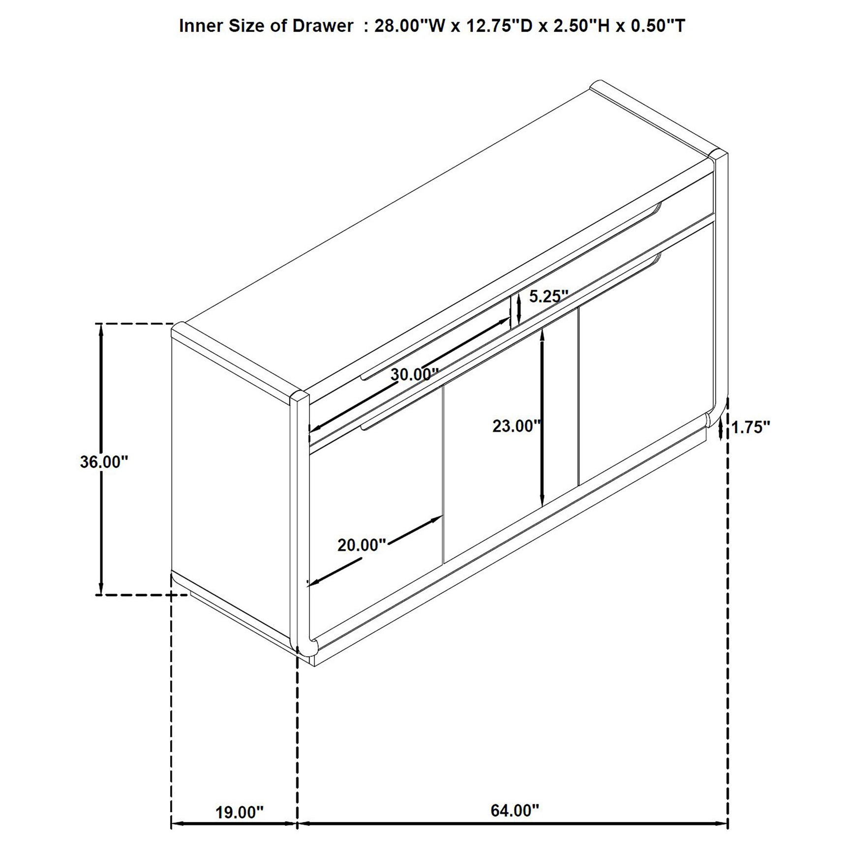Leandro Burnished Black 2-drawer Dining Sideboard Server - Ornate Home