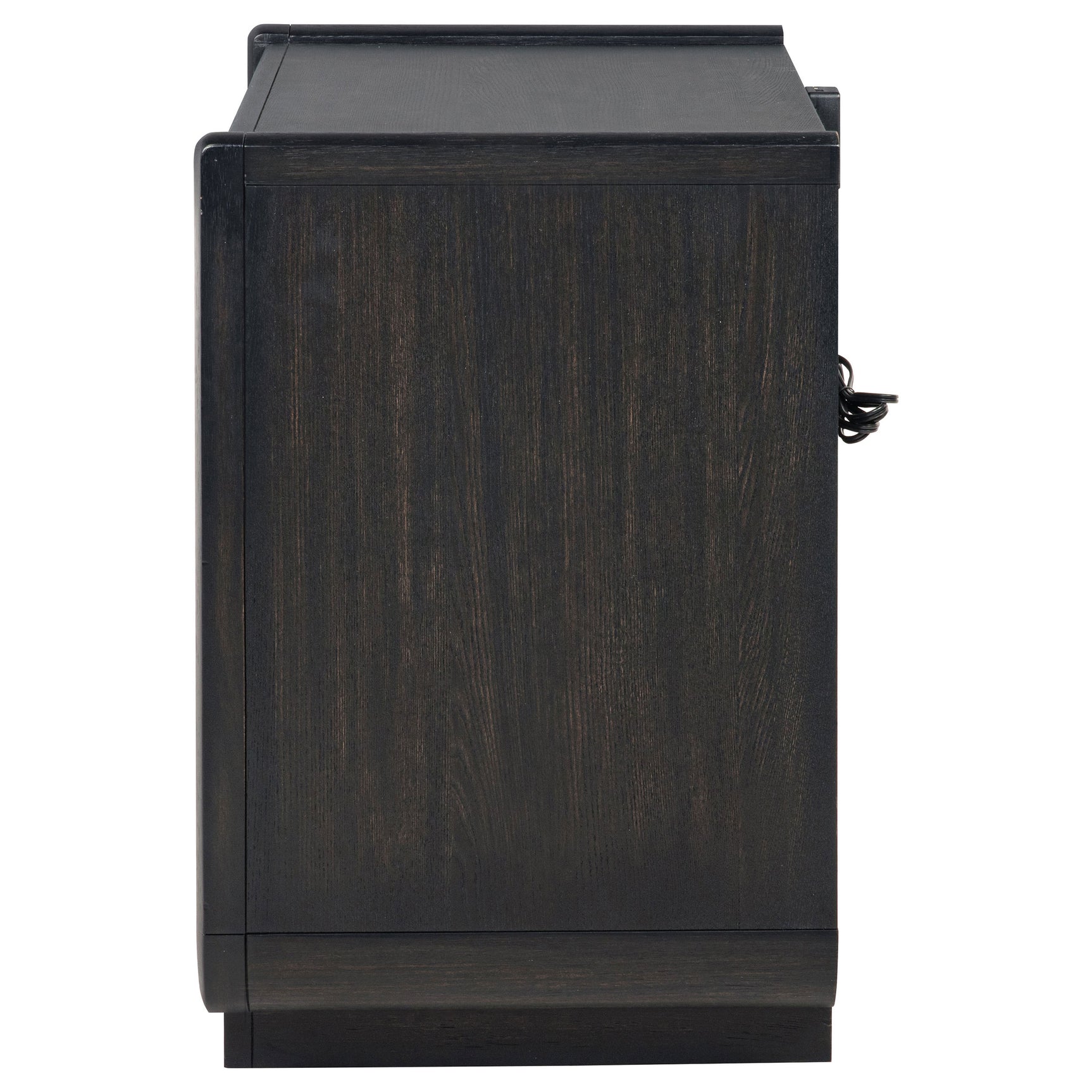 Leandro Burnished Black 2-drawer LED Nightstand with USB - Ornate Home