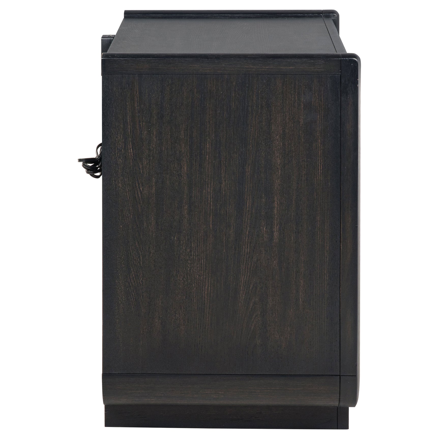 Leandro Burnished Black 2-drawer LED Nightstand with USB - Ornate Home