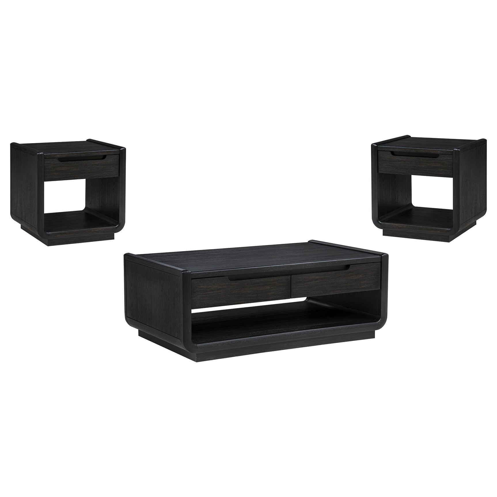 Leandro Burnished Black 3-piece Wood Coffee and End Table Set - Ornate Home