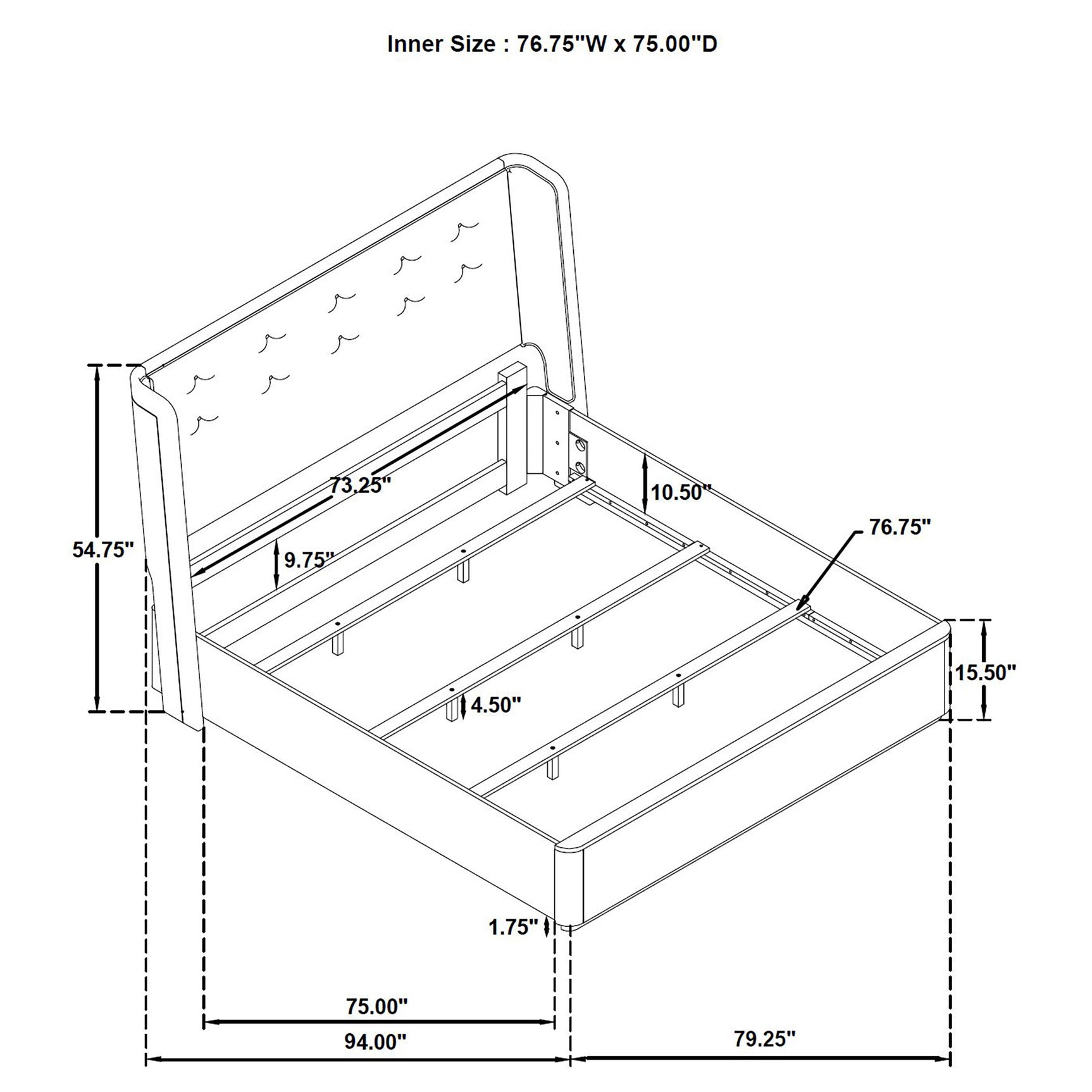 Leandro Burnished Black 55-inch Eastern King Wingback Bed - Ornate Home