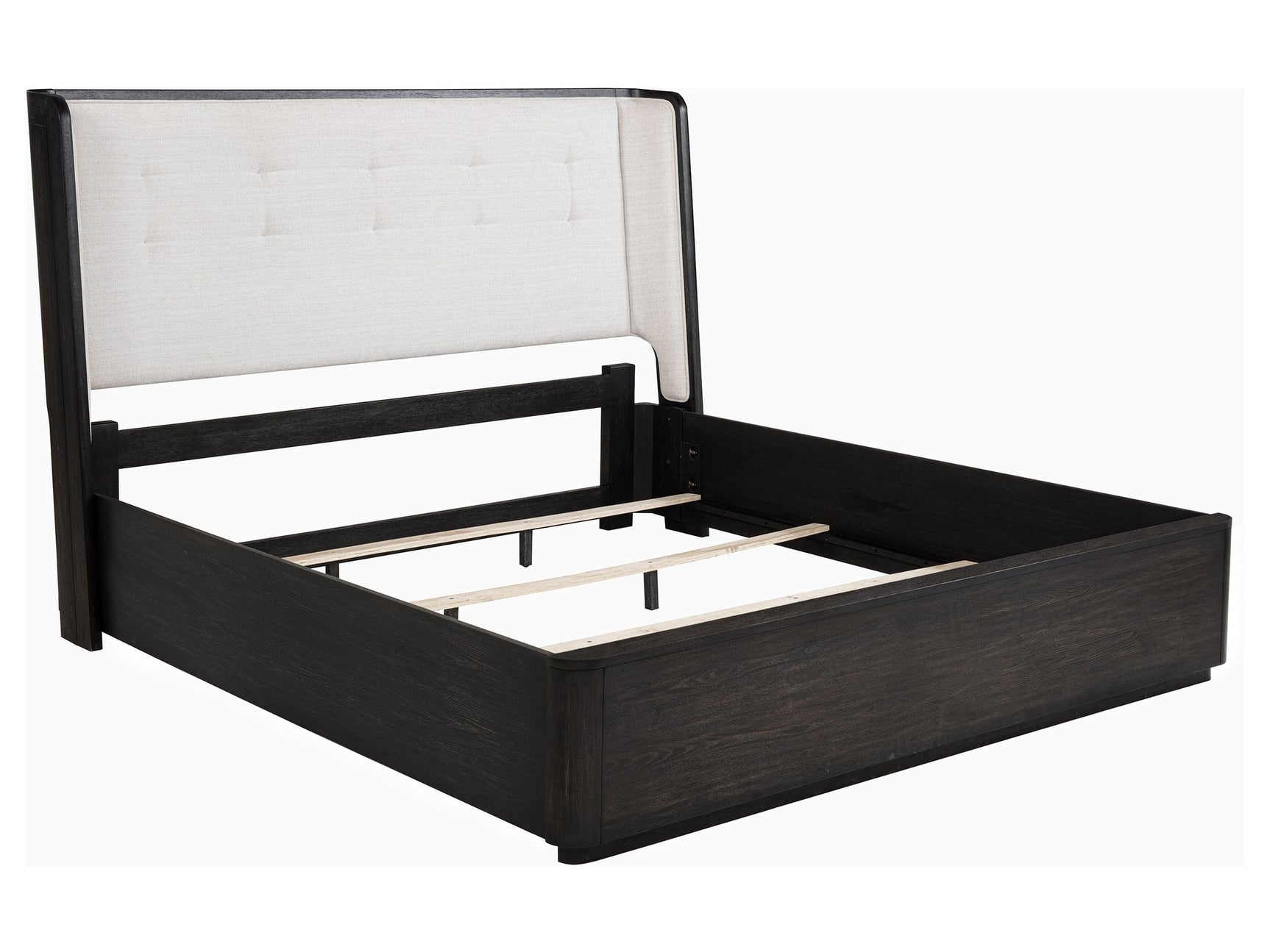 Leandro Burnished Black 55-inch Queen Wingback Bed - Ornate Home