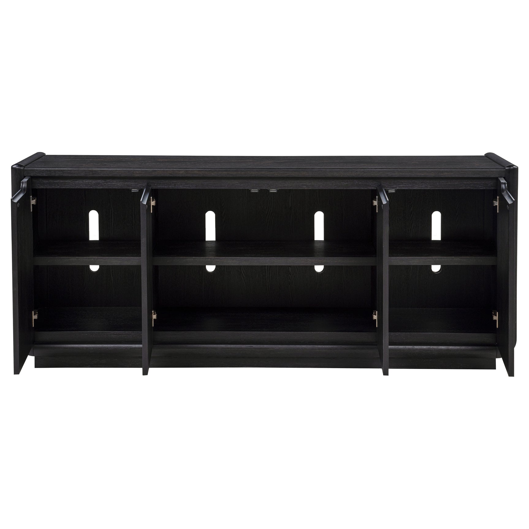 Leandro Burnished Black 72-inch 4-door TV Stand Media Console - Ornate Home