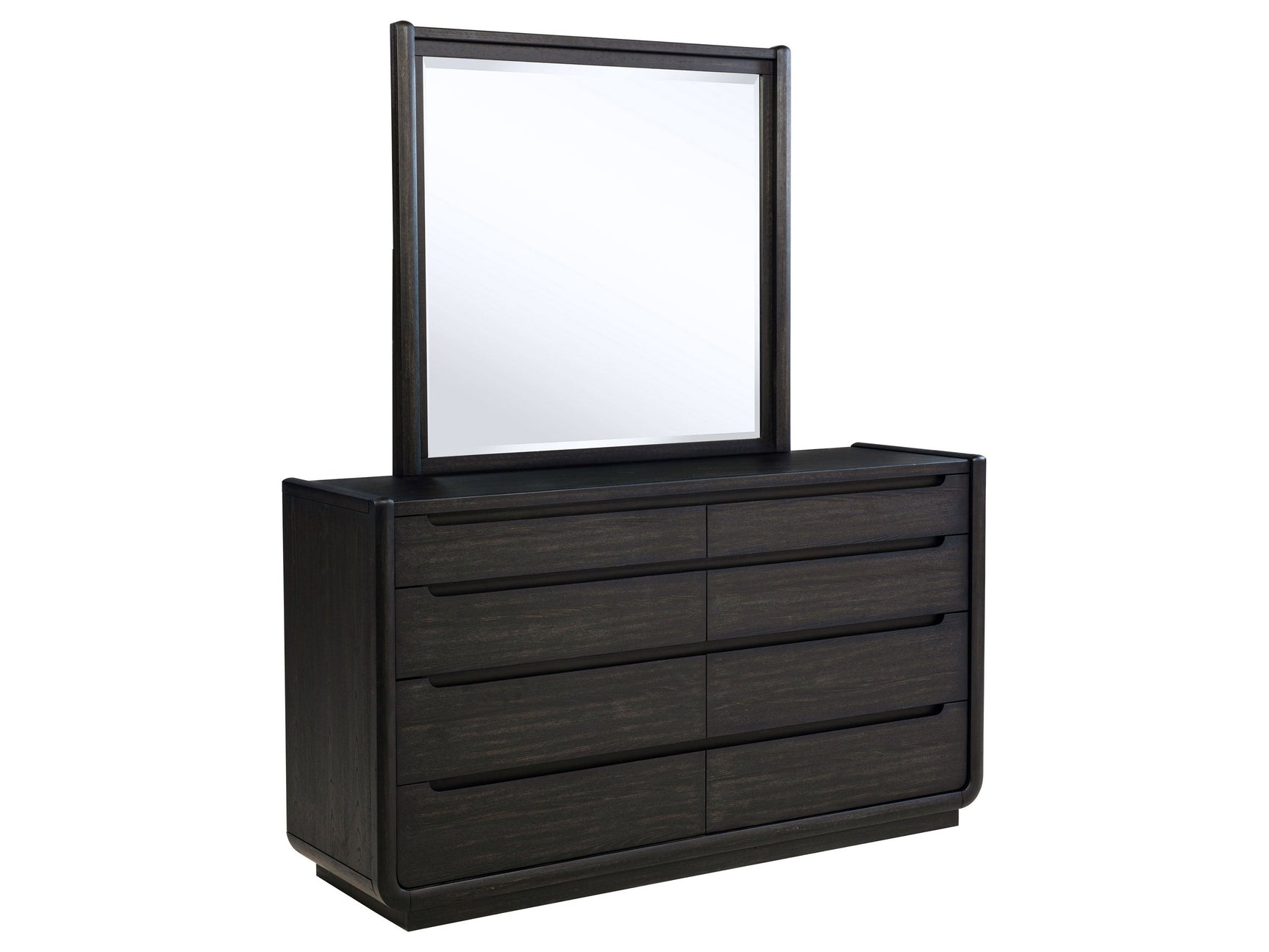 Leandro Burnished Black 8-drawer Bedroom Dresser with Mirror - Ornate Home