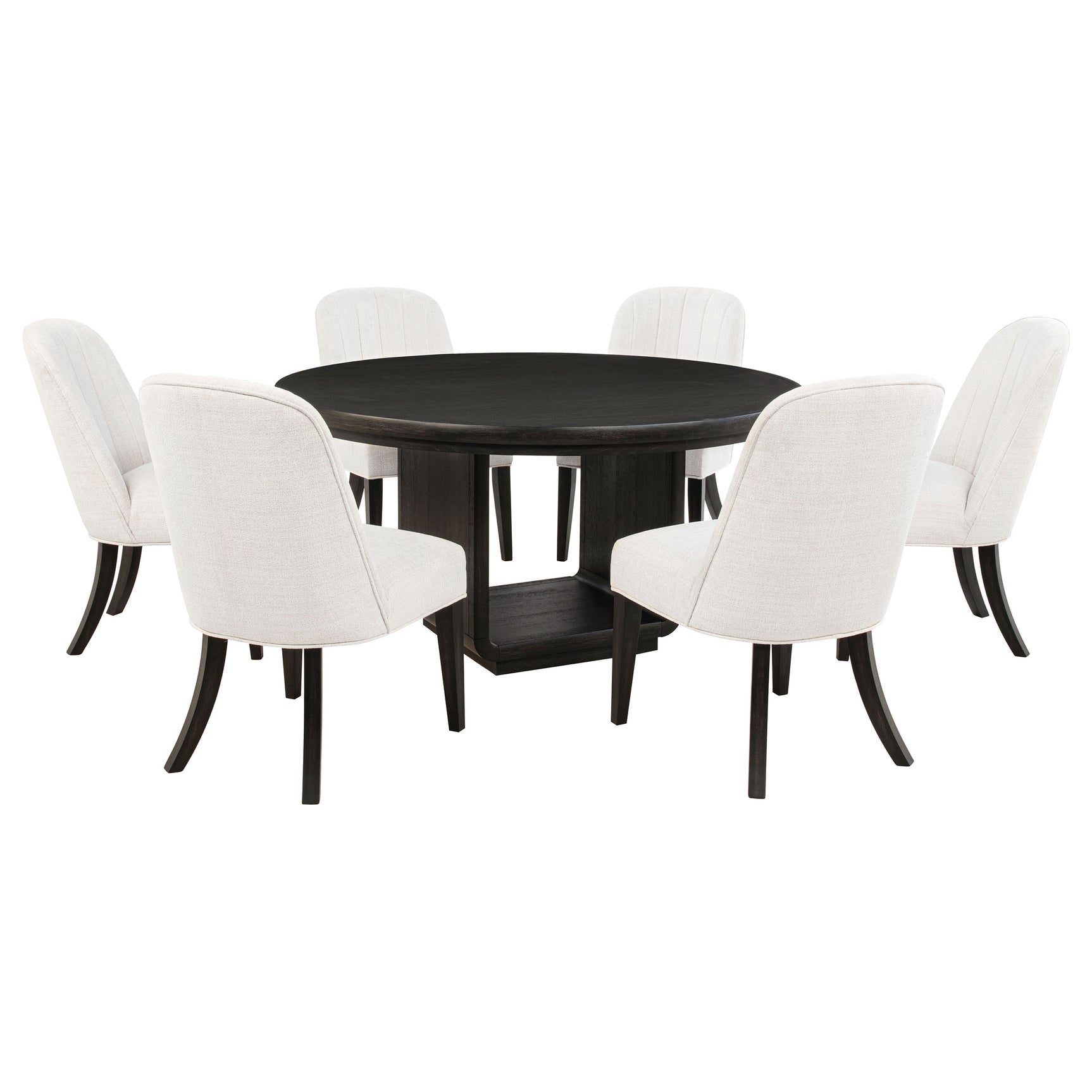 Leandro Cream/Burnished Black 7-piece Round Dining Table Set - Ornate Home