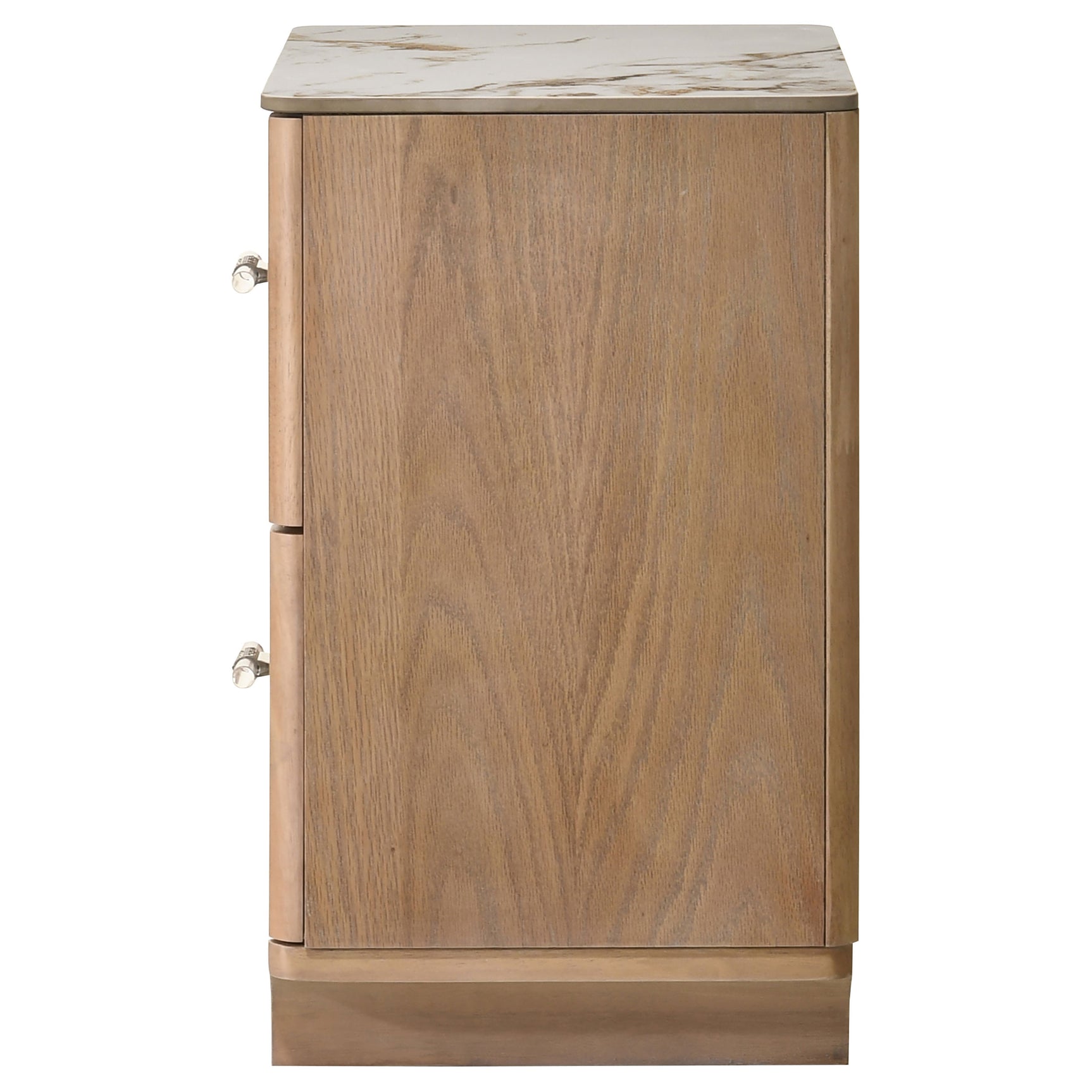 Leanne Light Oak 2-drawer Sinter Stone Top Nightstand - Ornate Home