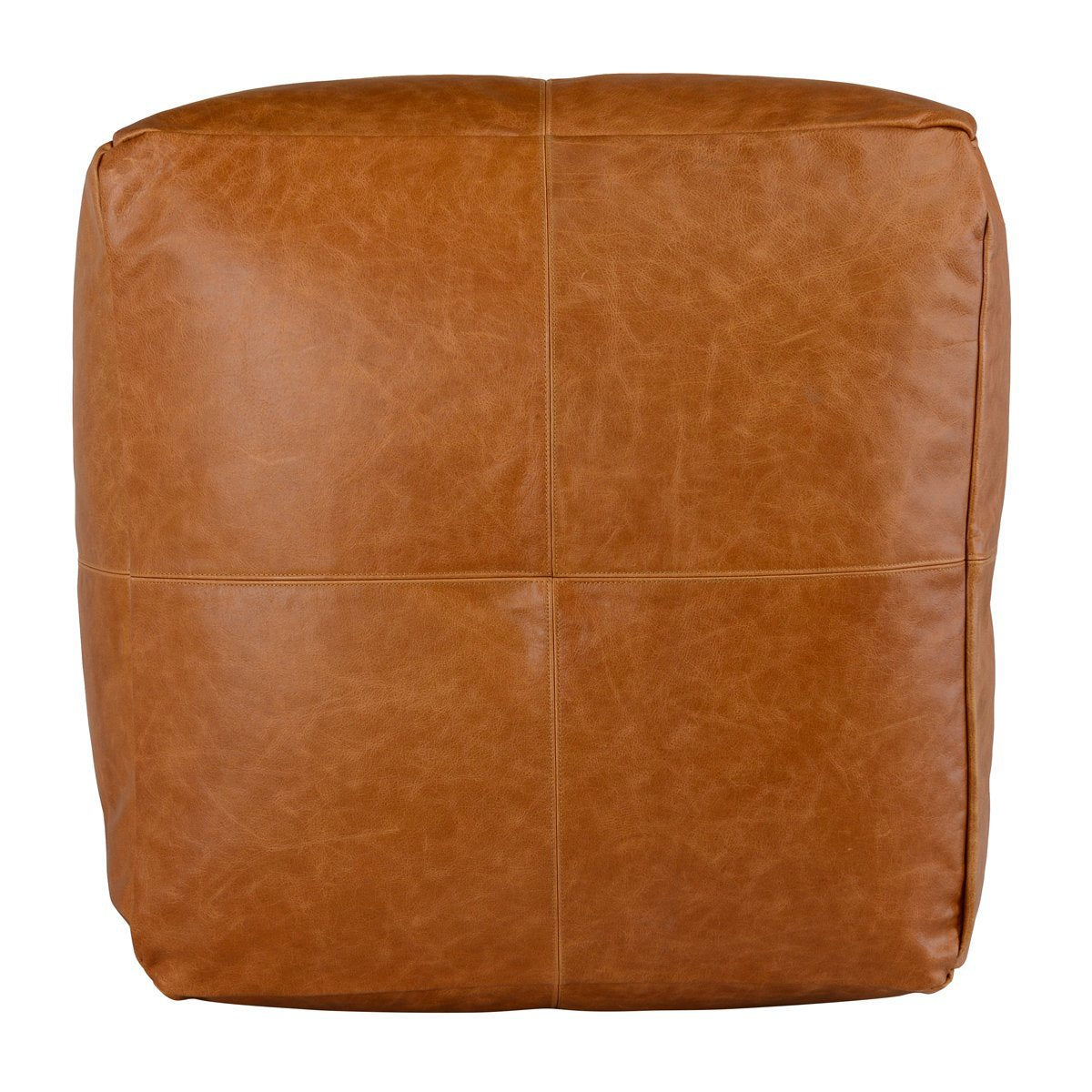 Leather Chestnut Pouf - Ornate Home