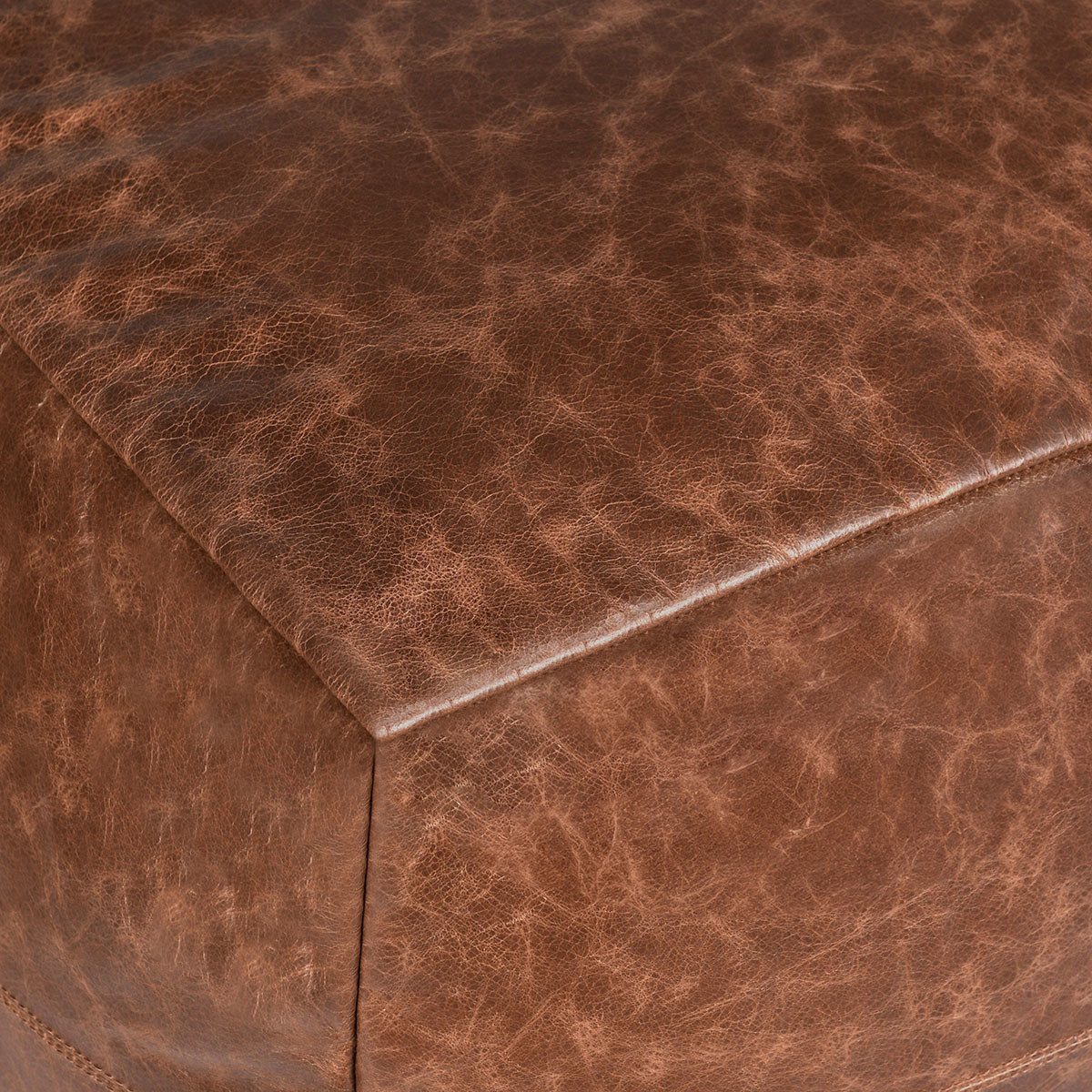Leather Kona Brown Pouf - Ornate Home