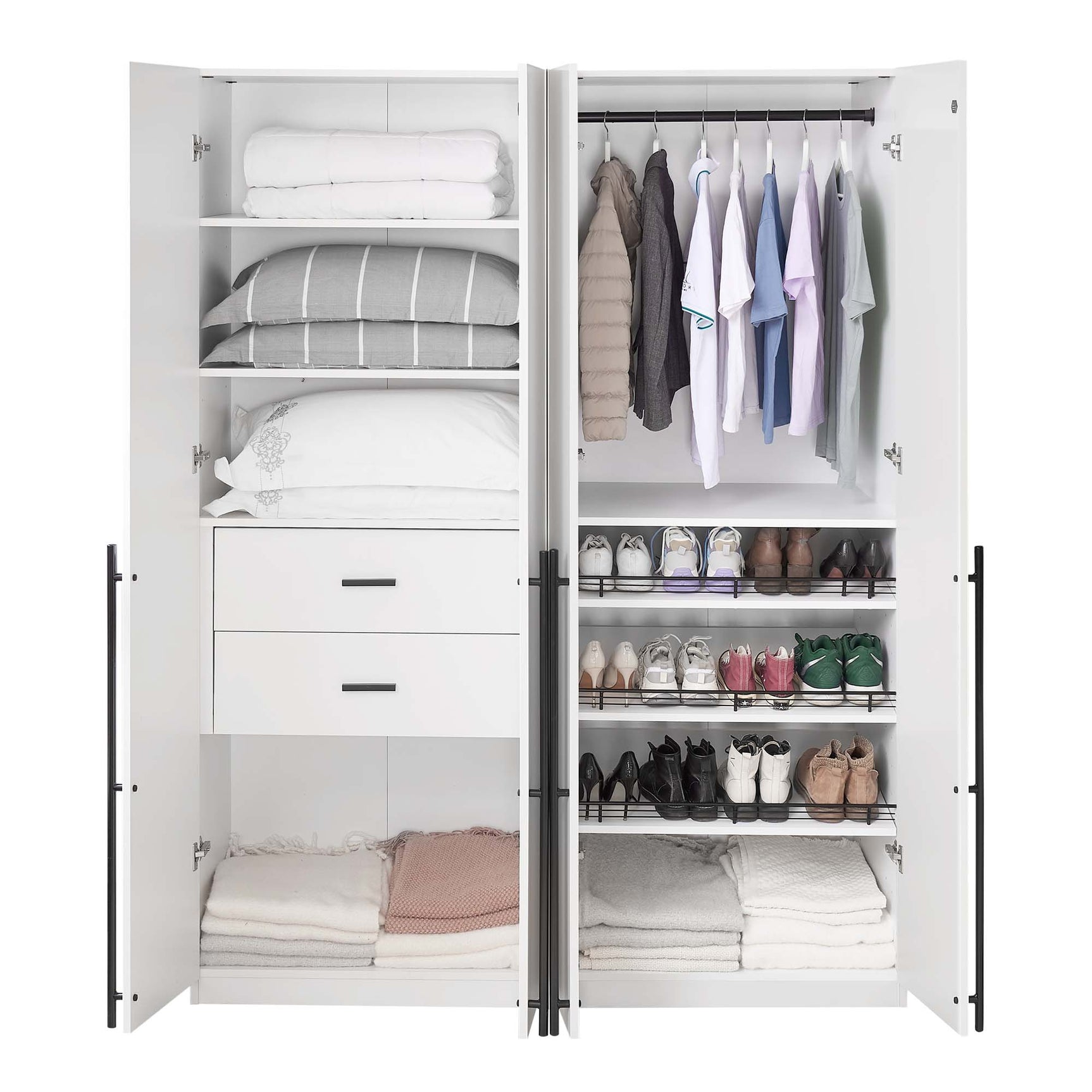 Lee 2-Piece Module Wardrobe 1.0 & 3.0 Closet in White - Ornate Home