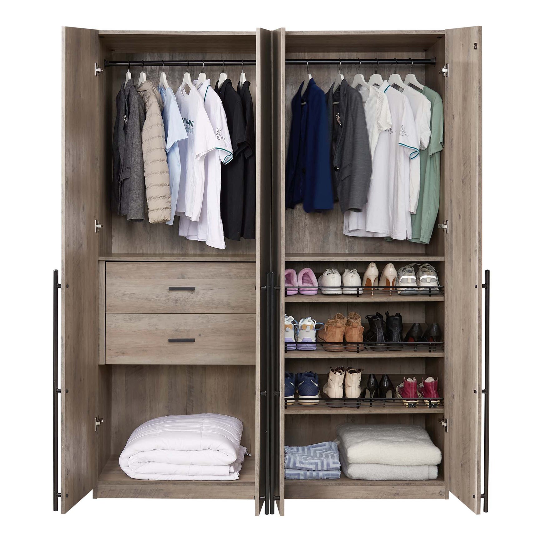 Lee 2-Piece Module Wardrobe 2.0 & 3.0 Closet in Rustic Grey - Ornate Home