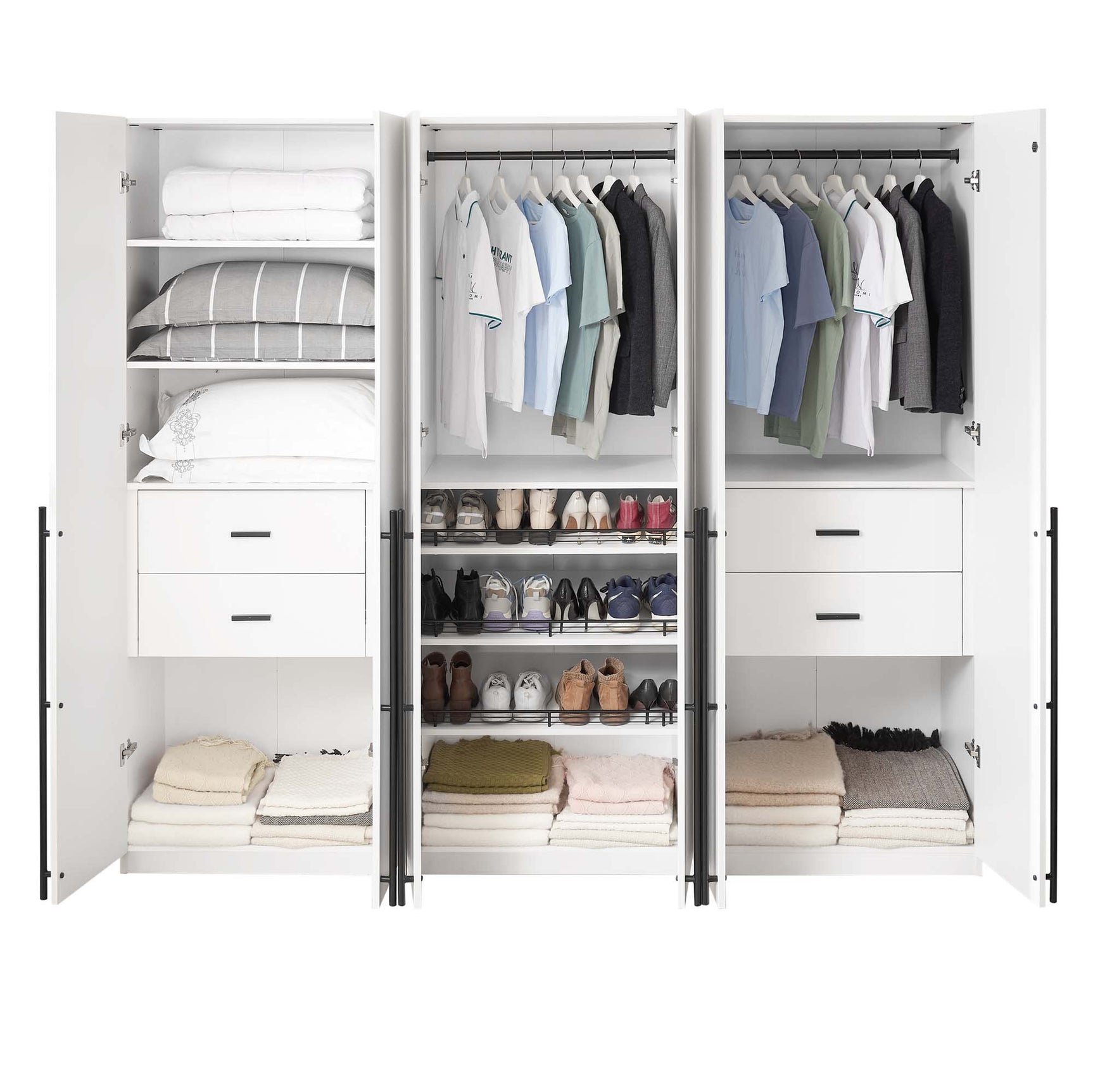 Lee 3-Piece Module Wardrobe Closet in White - Ornate Home