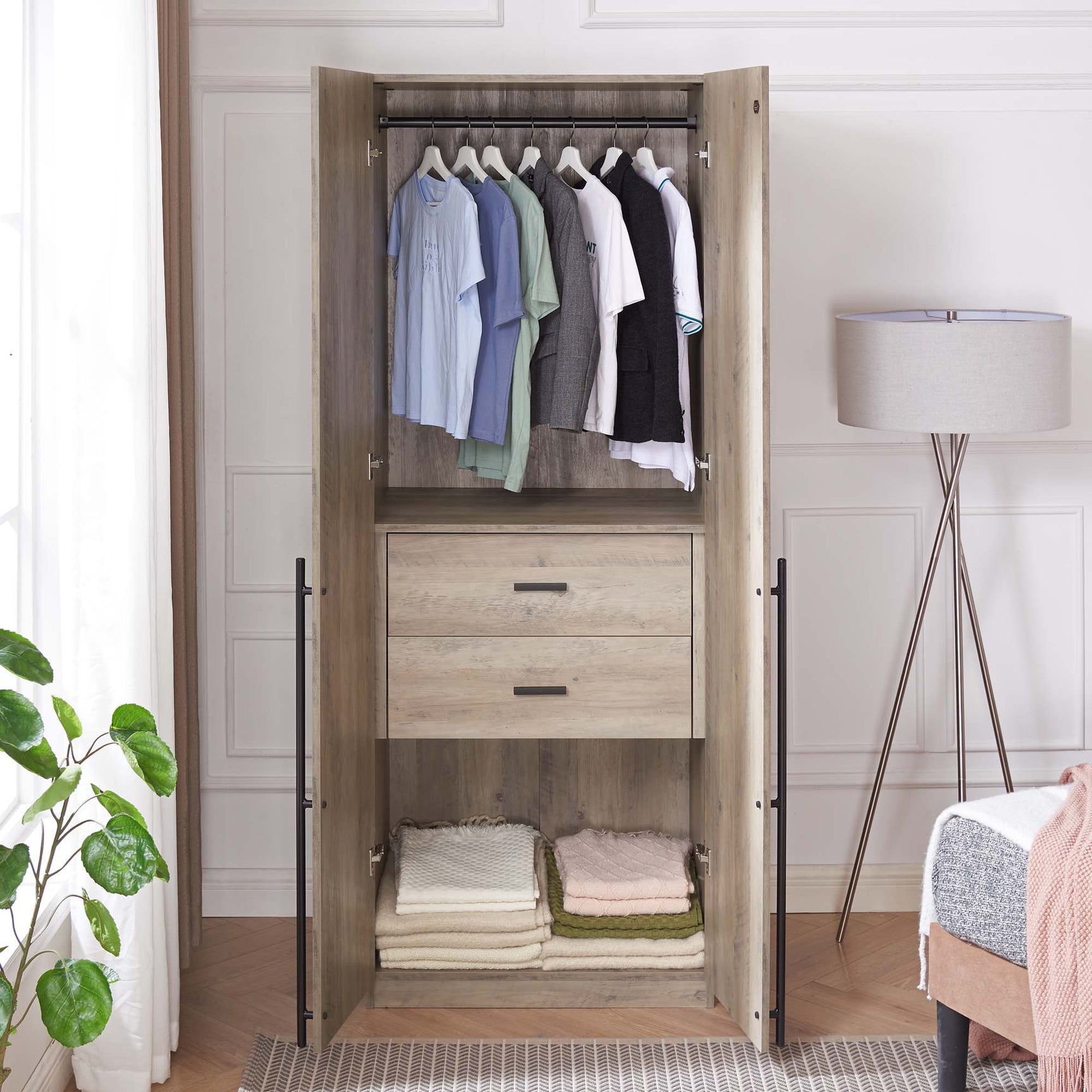 Lee Wardrobe Closet 2.0 in Rustic Grey - Ornate Home