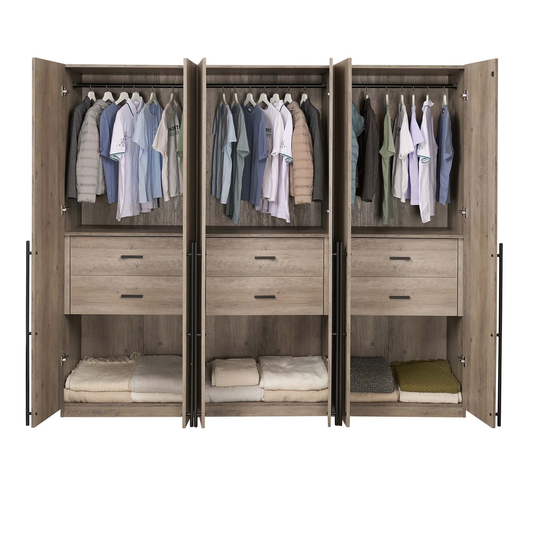 Lee Wardrobe Closet 2.0 in Rustic Grey (set of 3) - Ornate Home