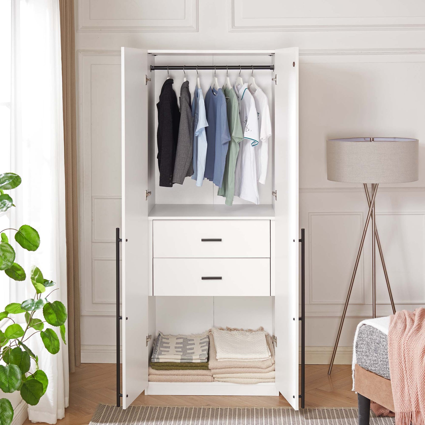 Lee Wardrobe Closet 2.0 in White - Ornate Home
