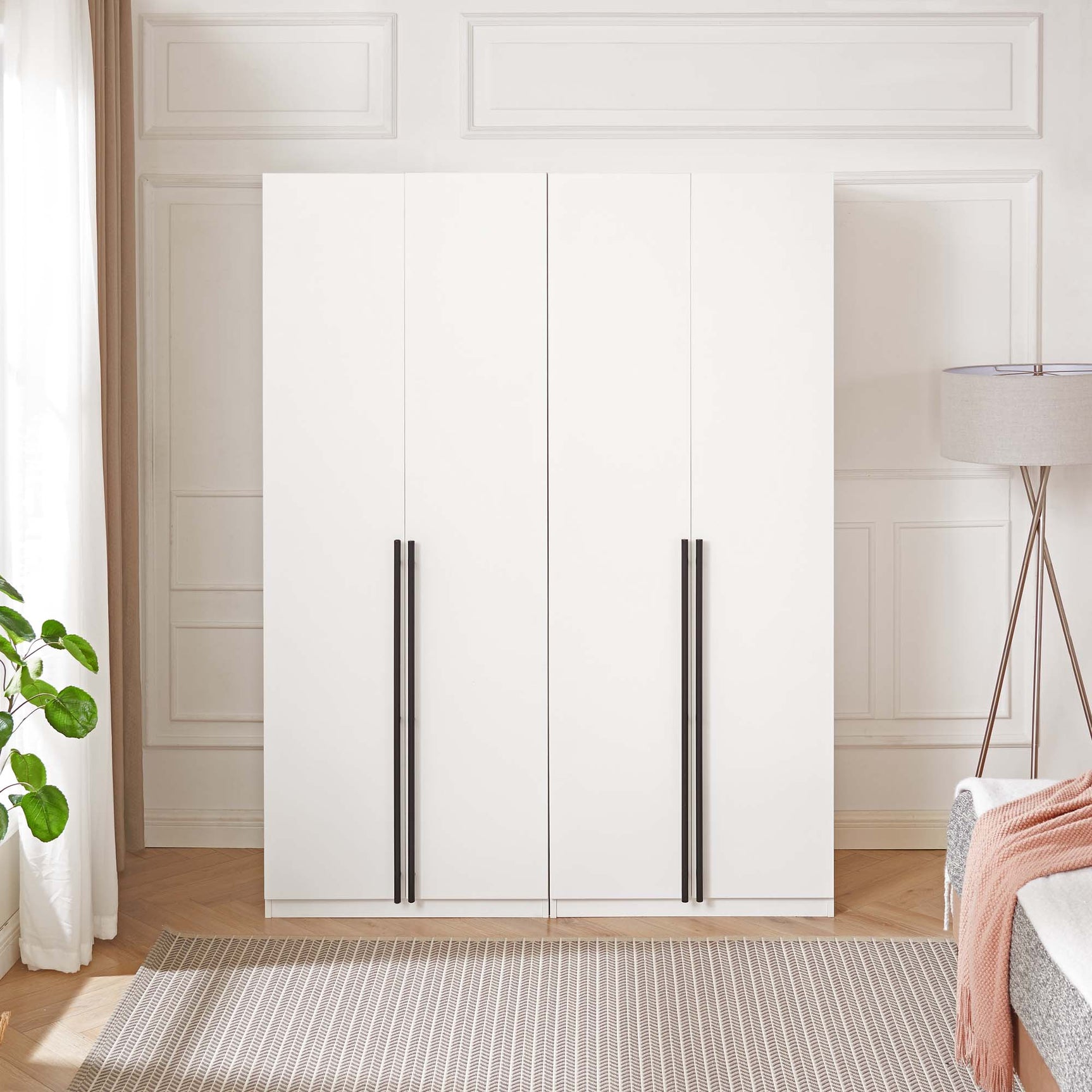 Lee Wardrobe Closet 2.0 in White (set of 2) - Ornate Home