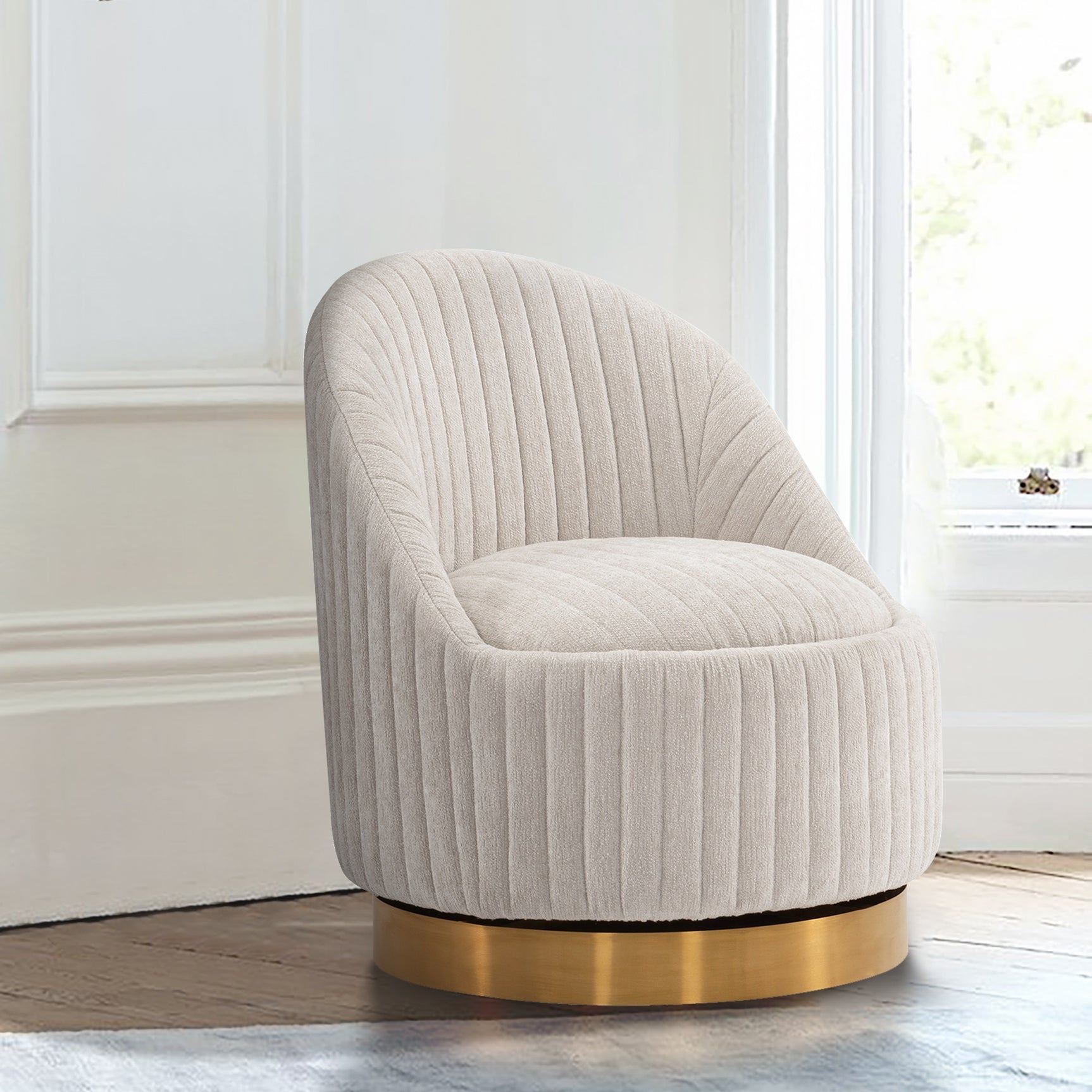 Leela Swivel Accent Chair in Cream - Ornate Home