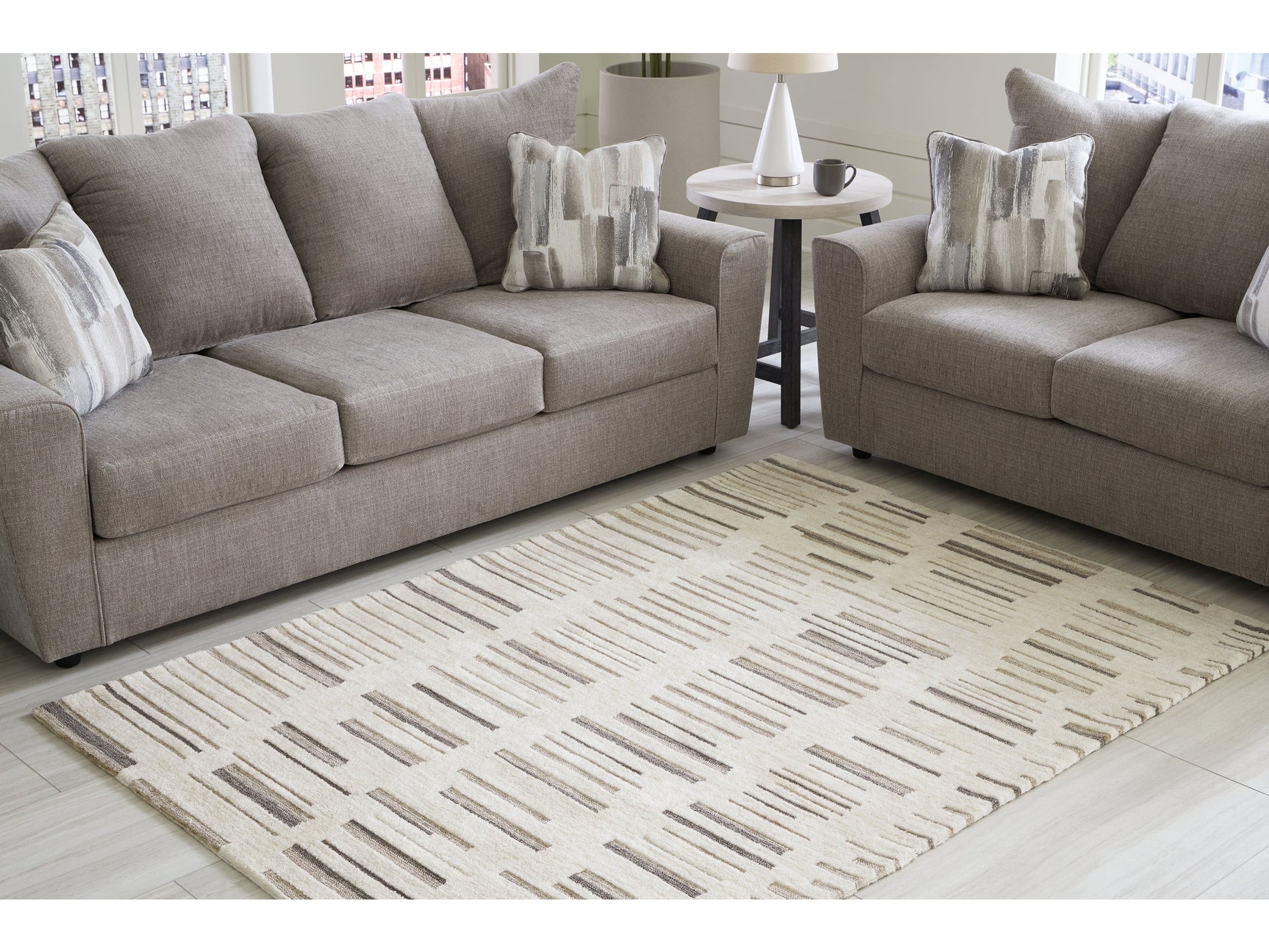 Leesdale Ivory/Brown/Black 5 x 7 Rug (Online Special Price) - Ornate Home