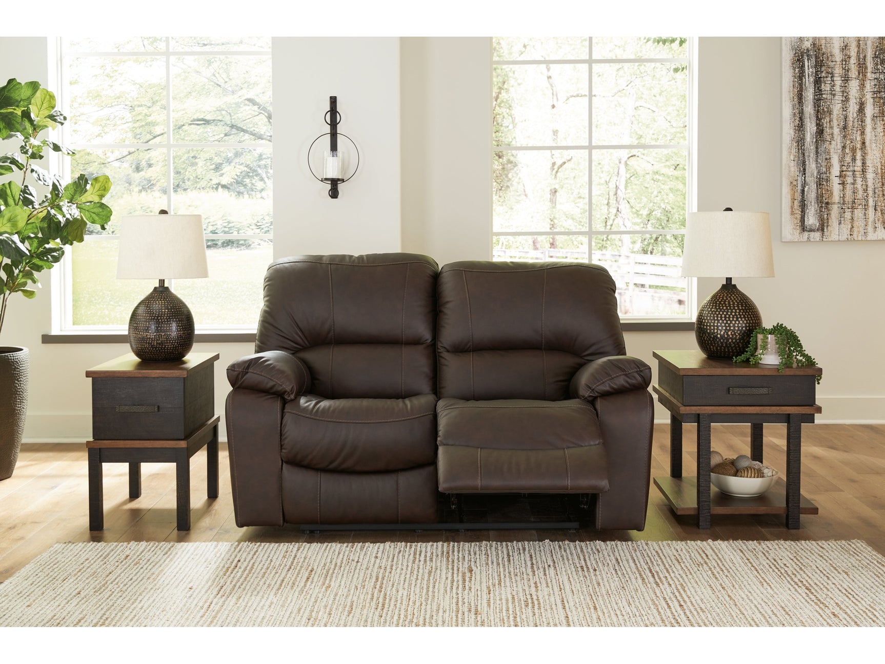 Leesworth Dark Brown Power Reclining Loveseat (Online Special Price) - Ornate Home