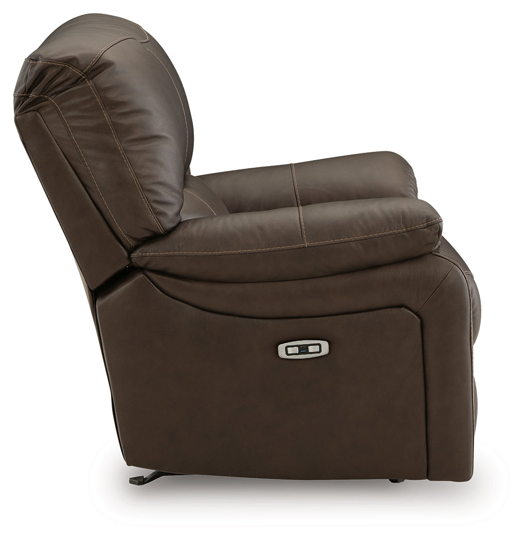 Leesworth Dark Brown Power Reclining Sofa, Loveseat and Recliner - Ornate Home