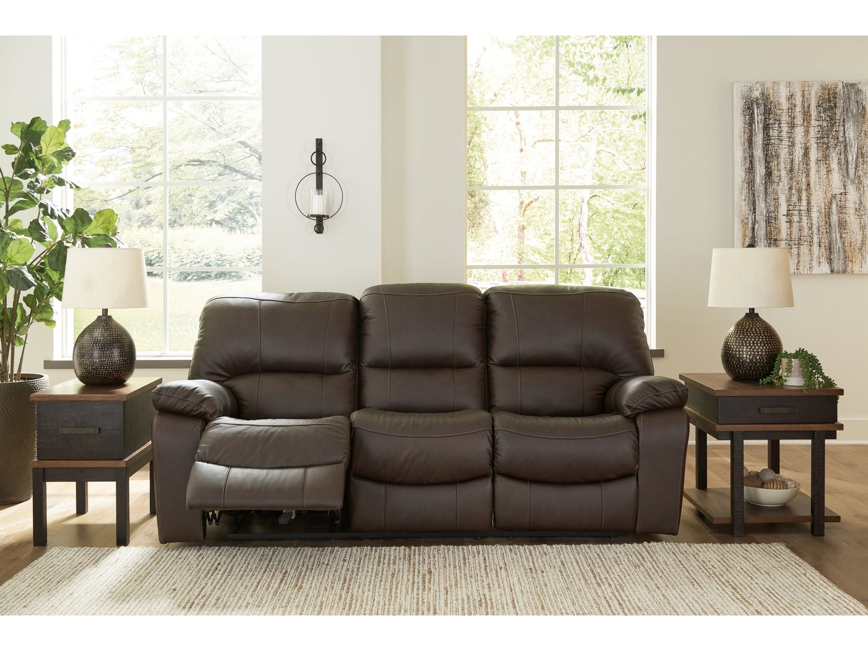 Leesworth Dark Brown Power Reclining Sofa (Online Special Price) - Ornate Home