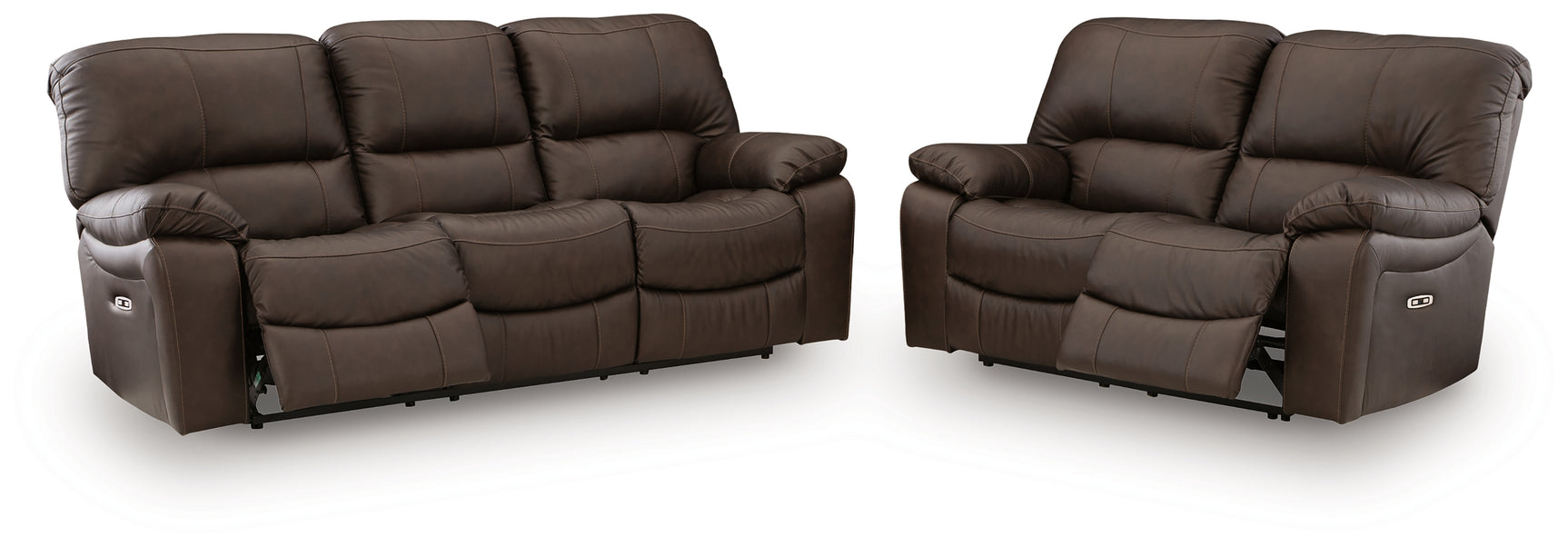 Leesworth Dark Brown Power Reclining Sofa and Loveseat - Ornate Home