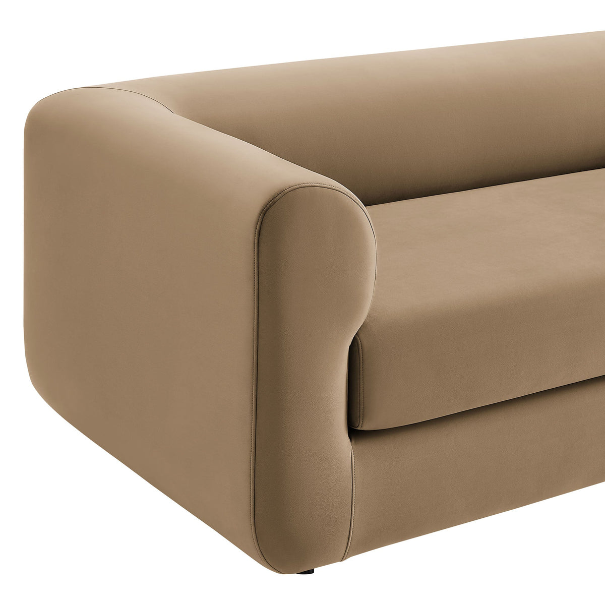 Leif Taupe 89" Performance Velvet Upholstered Sofa - Ornate Home