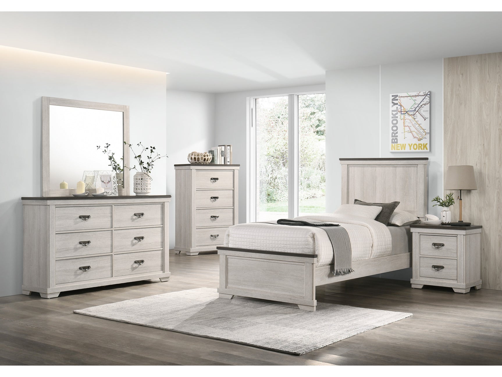 Leighton Cream/Brown Panel Youth Bedroom Set - Ornate Home