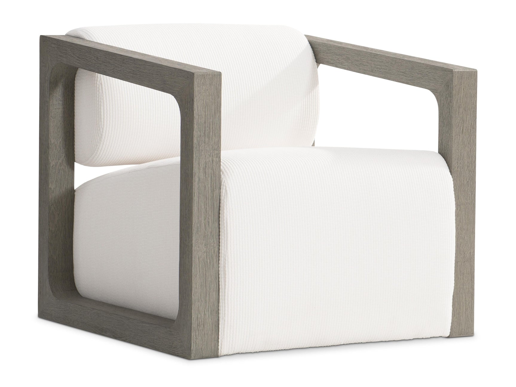 Leilani White/Cream/Weathered Teak Outdoor Swivel Chair - Ornate Home