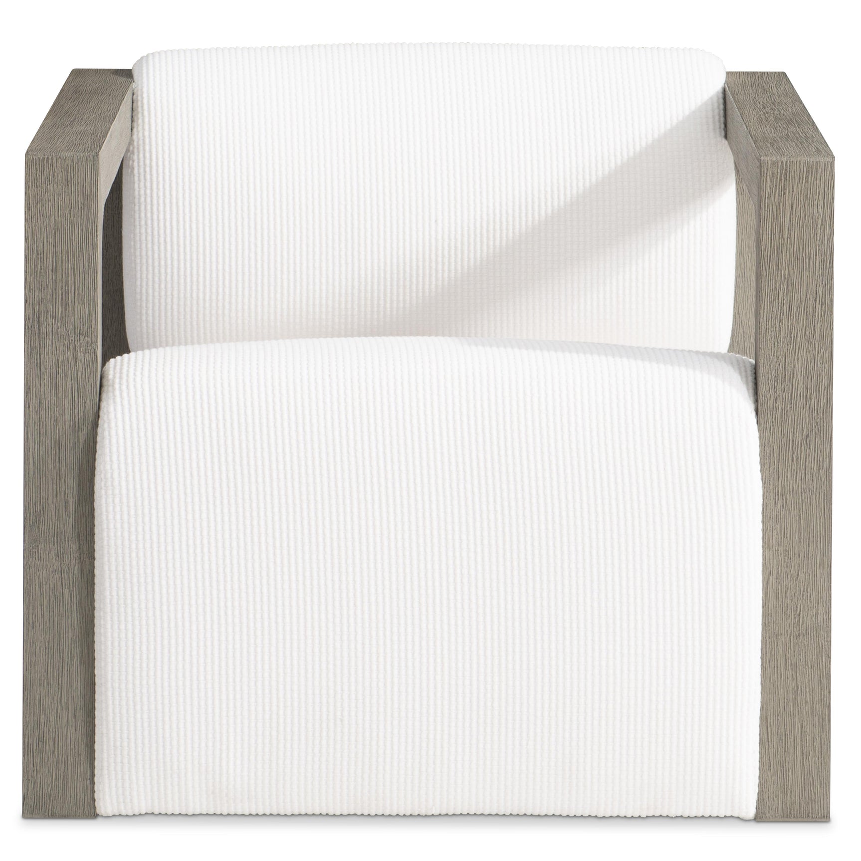 Leilani White/Cream/Weathered Teak Outdoor Swivel Chair - Ornate Home