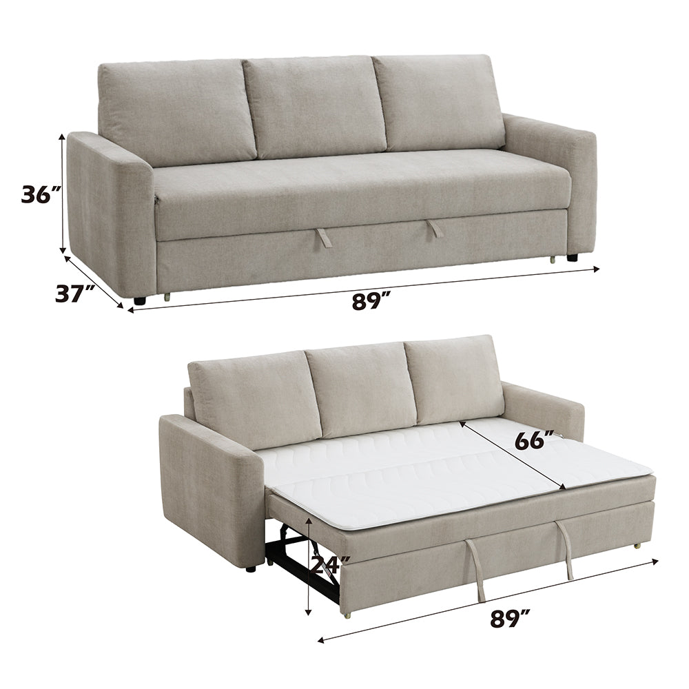 Leira Beige Sofa W/Sleeper - Ornate Home