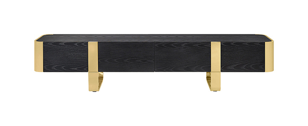 Leknes Gold/Black TV Stand - Ornate Home
